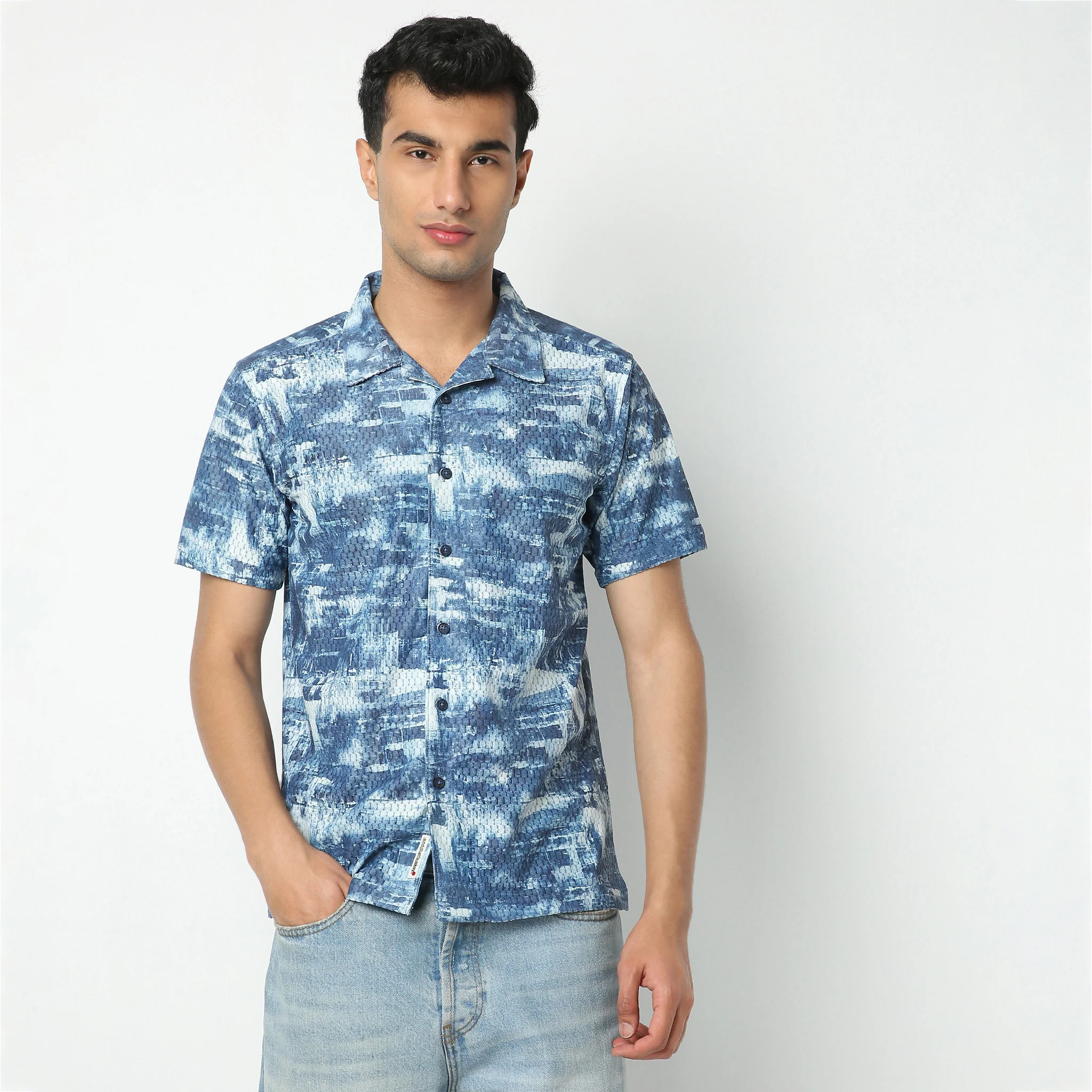 Printed Camp Collar Retreat Half Sleeve Retreat Shirt - Image 2