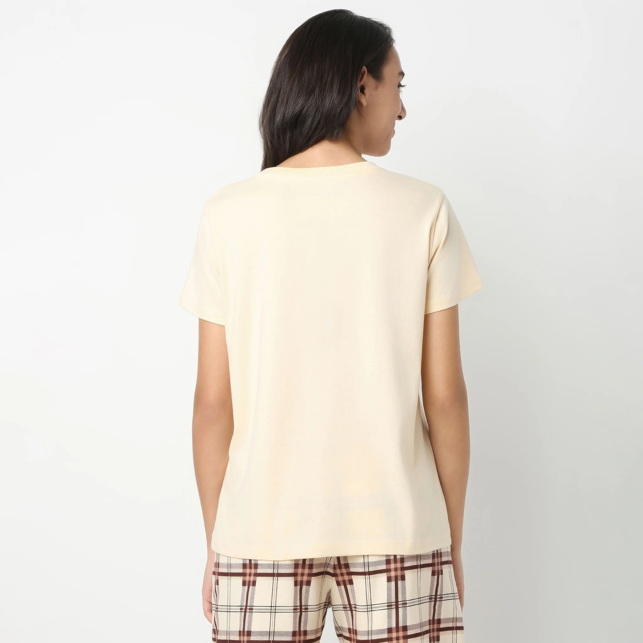Crew Neck Short Sleeve Cotton Slogan Graphic Printed Lounge T-Shirt - Image 3