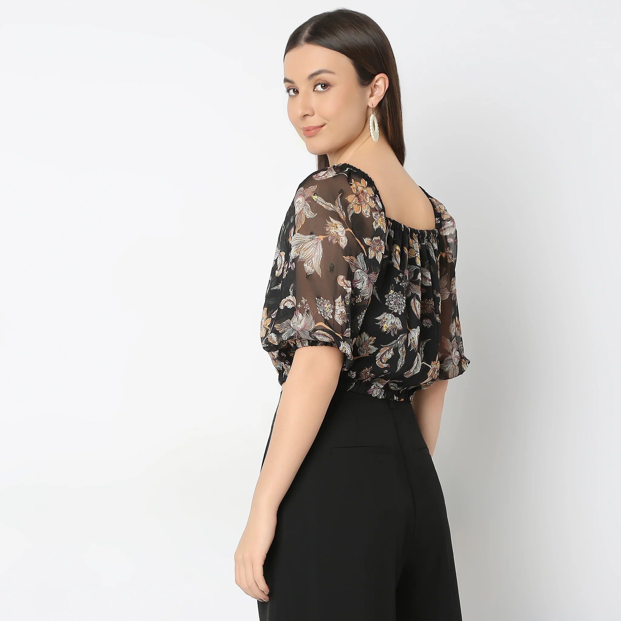 Regular Fit Printed Crop Top - Image 3