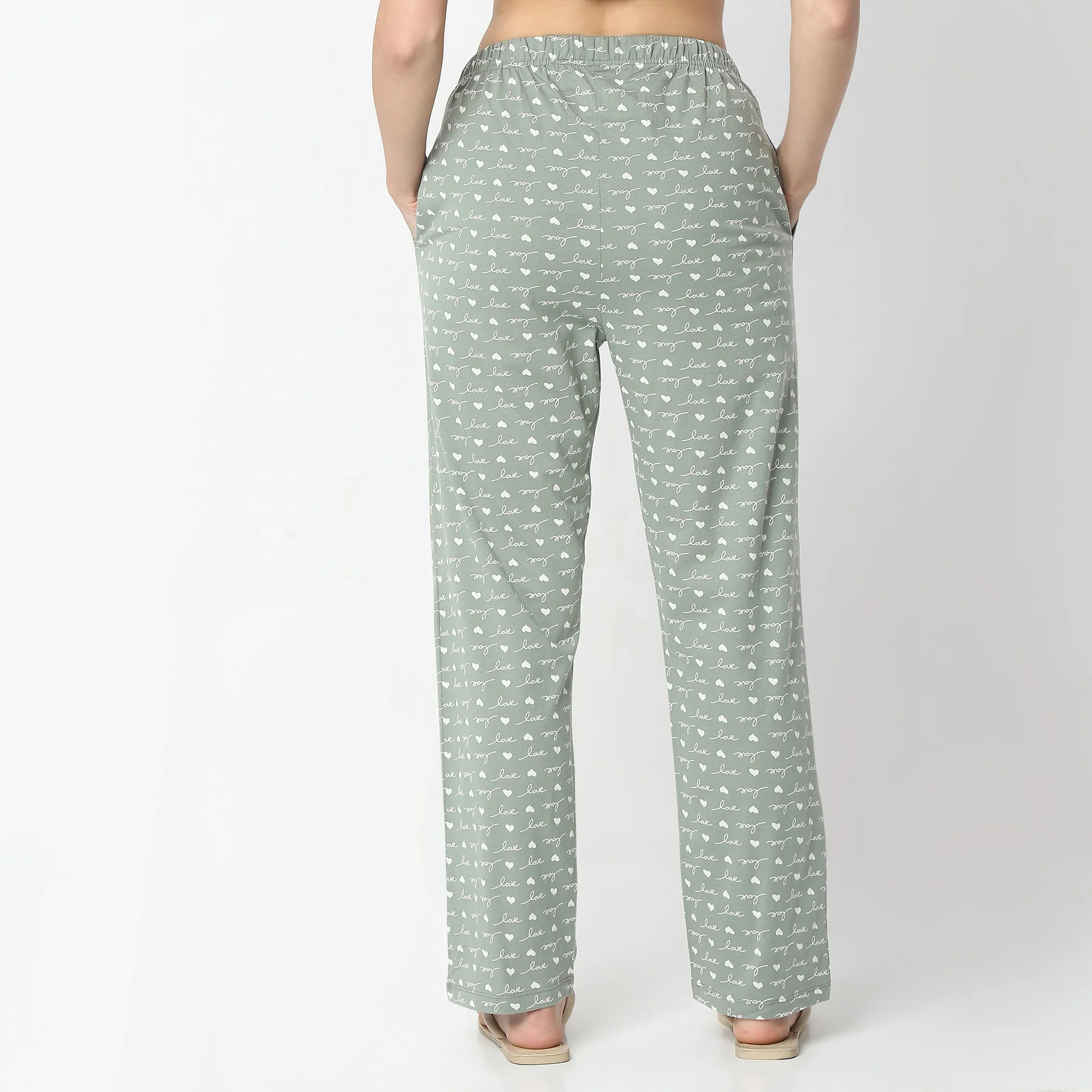 Printed Full Length Mid Rise Lounge Pyjamas - Image 3