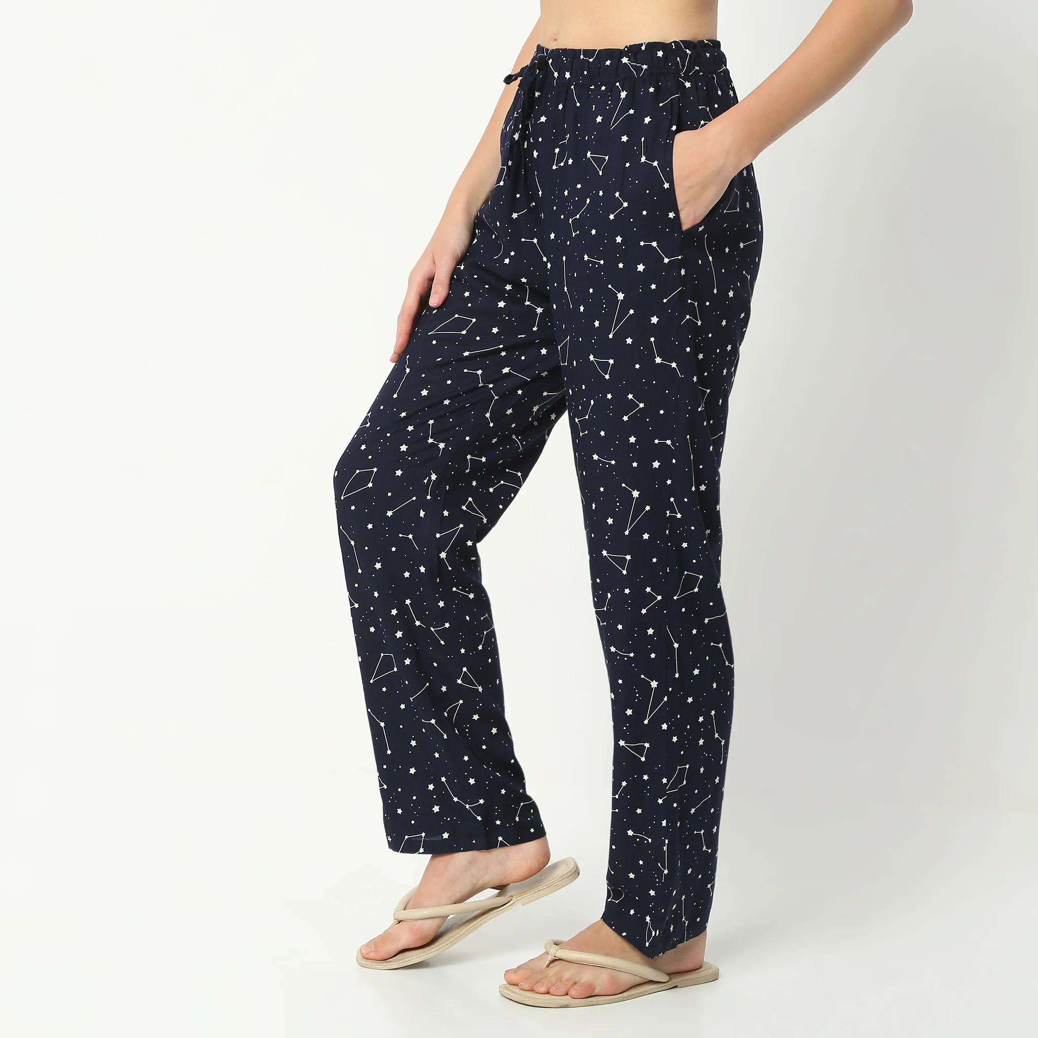 Printed Full Length Mid Rise Lounge Pyjamas - Image 5