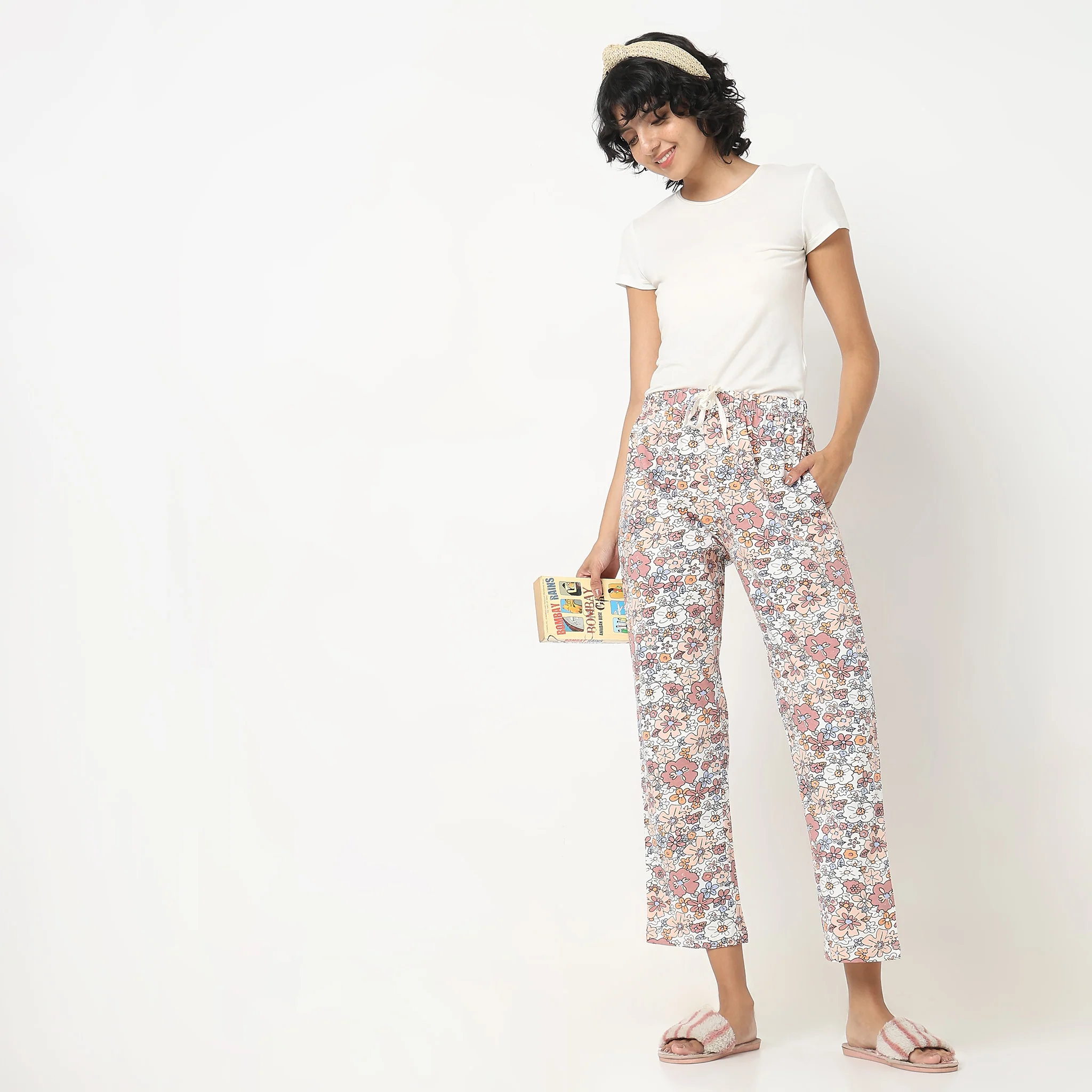 Knitted Printed Mid Rise Lounge Pyjamas