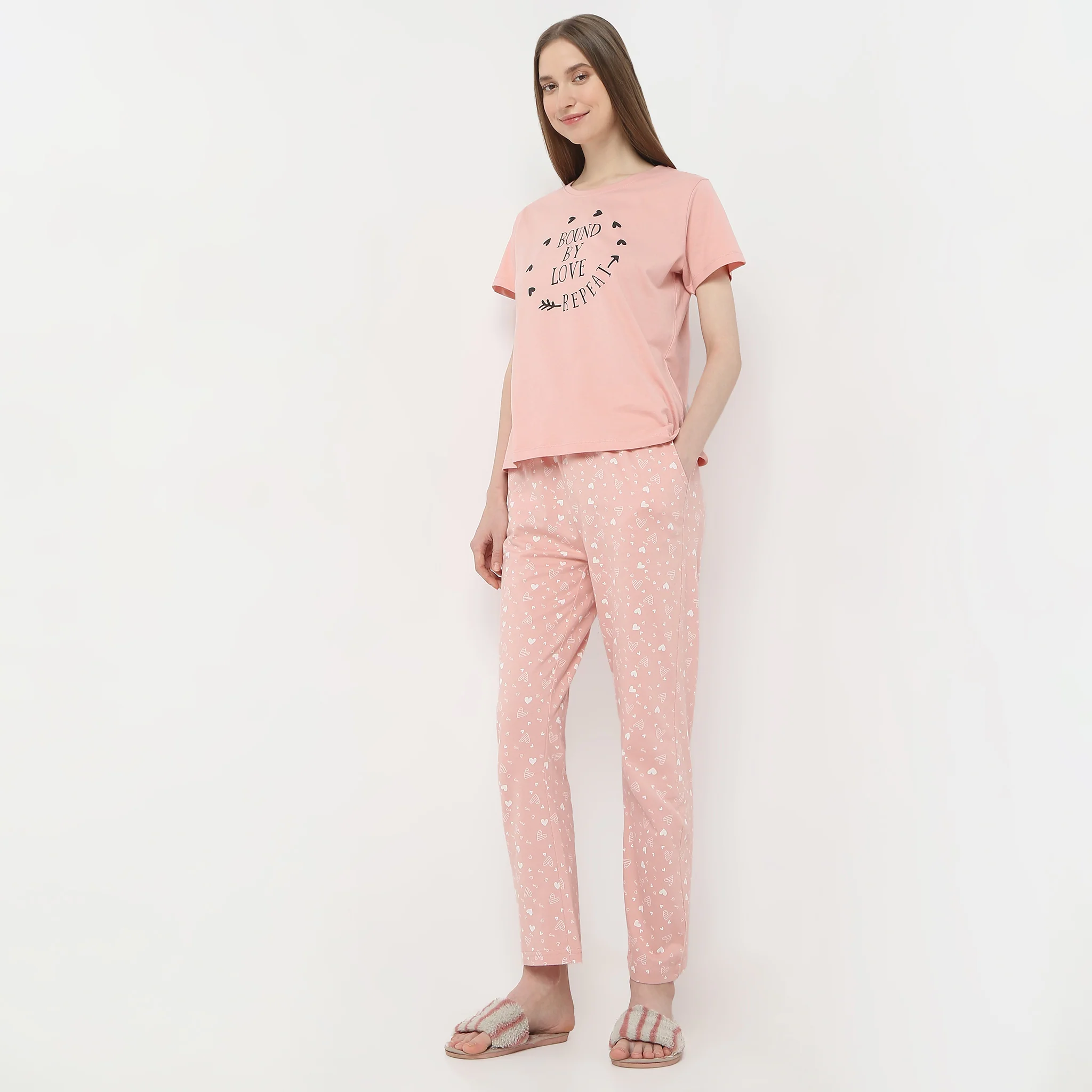 Printed Full Length Heart Core Lounge Pyjamas