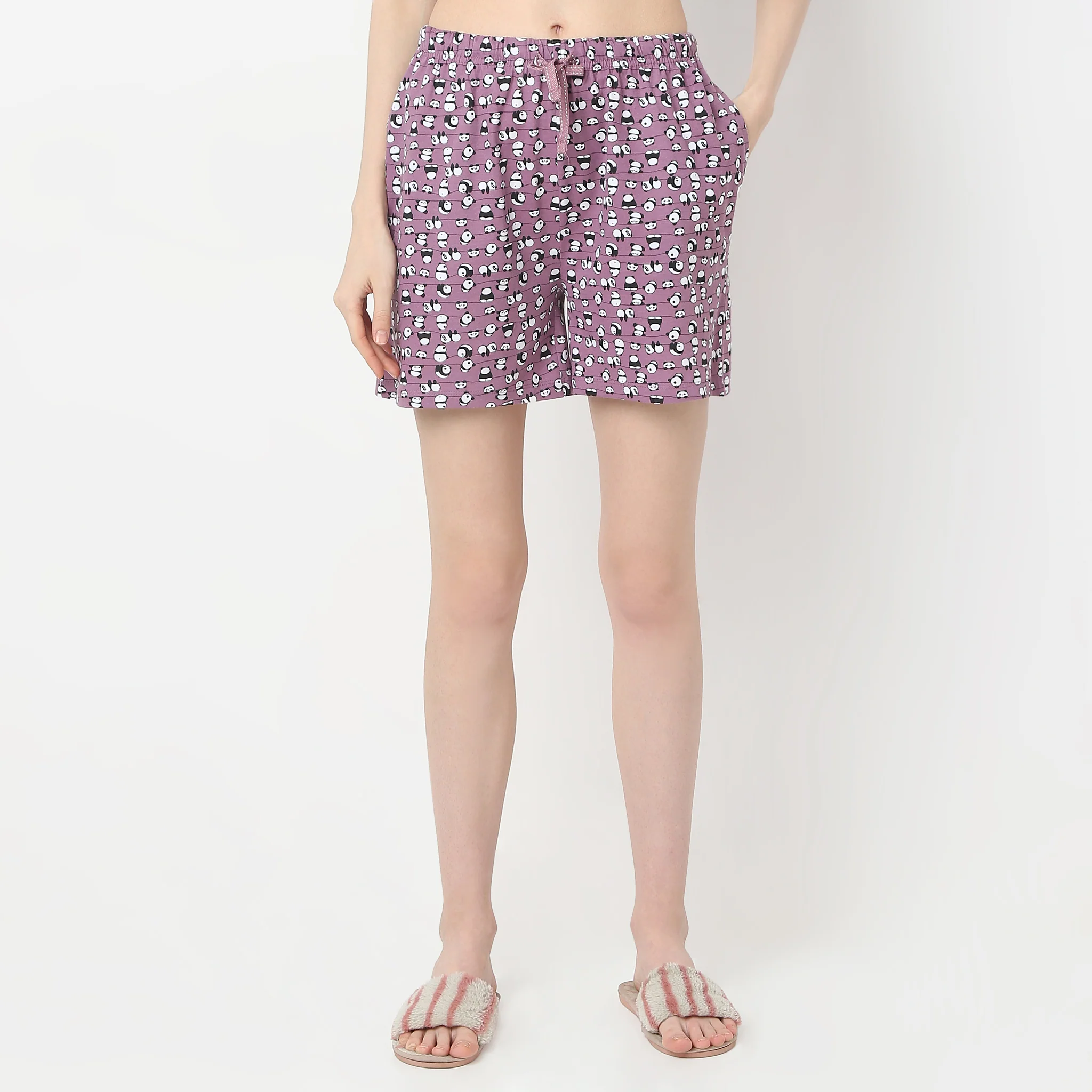 Printed Straight Animal Core Mid Rise Lounge Shorts - Image 2