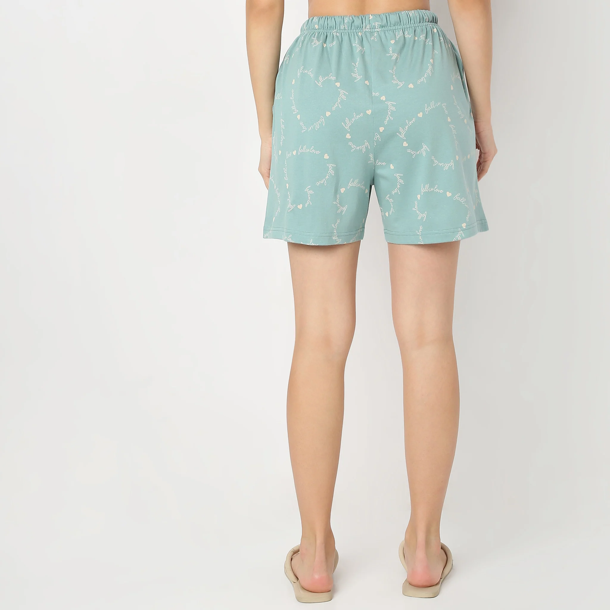 Printed Straight Heart Core Mid Rise Lounge Shorts - Image 3