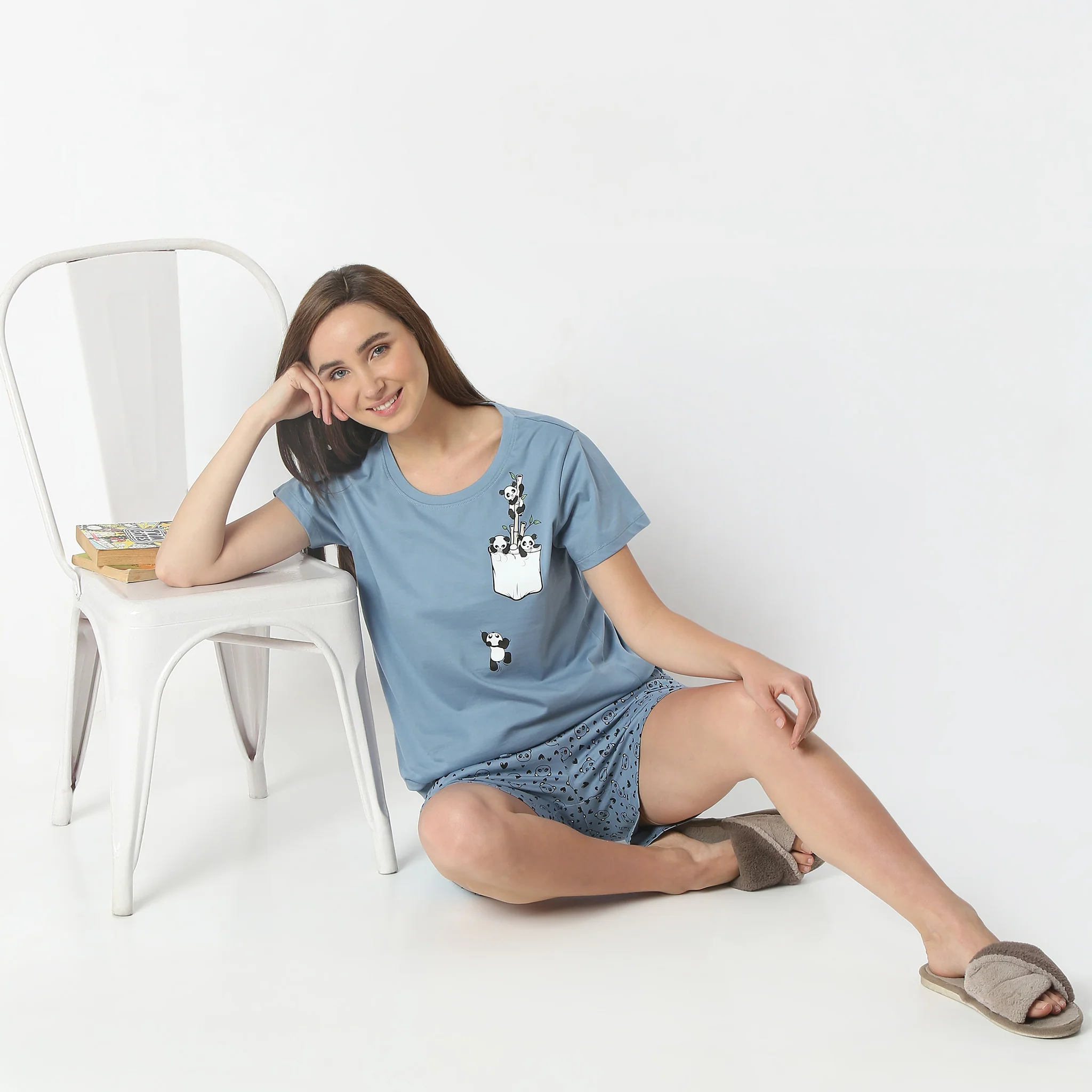 Printed Round Neck Short Sleeve Lounge T-Shirt