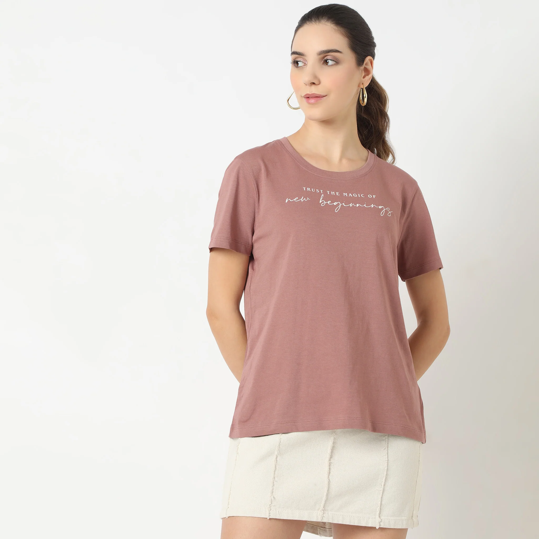 Printed Short Sleeve Round Neck T-Shirt - Image 2