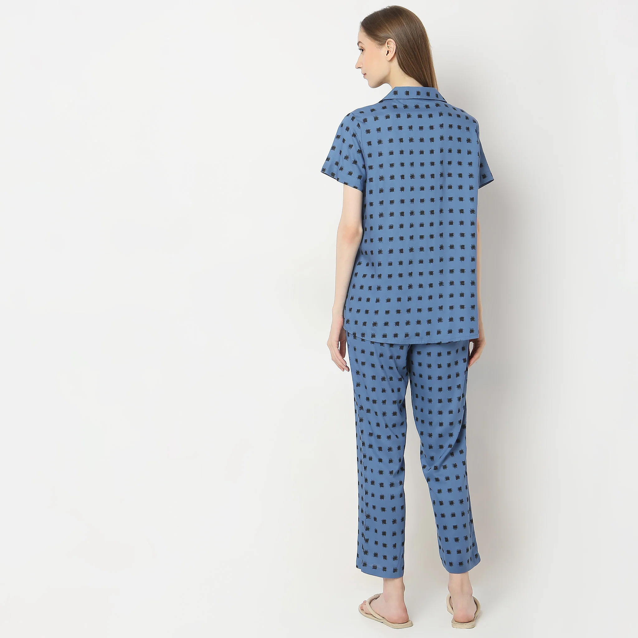 Woven Printed Shirt With Pyjama Sleepwear Set - Image 3
