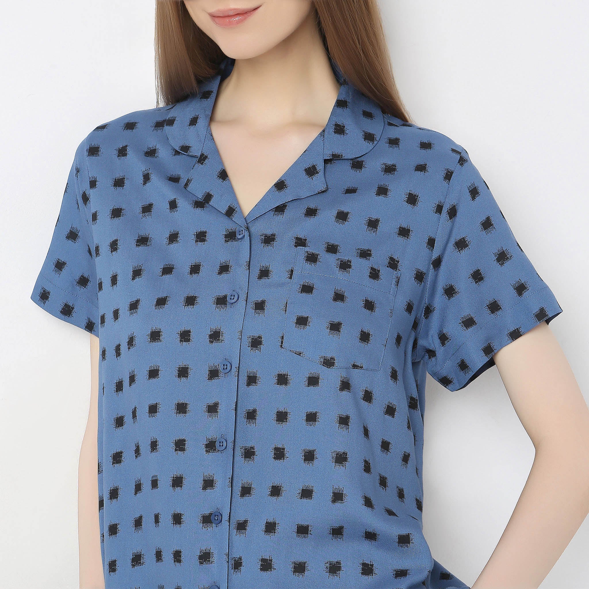 Woven Printed Shirt With Pyjama Sleepwear Set - Image 4