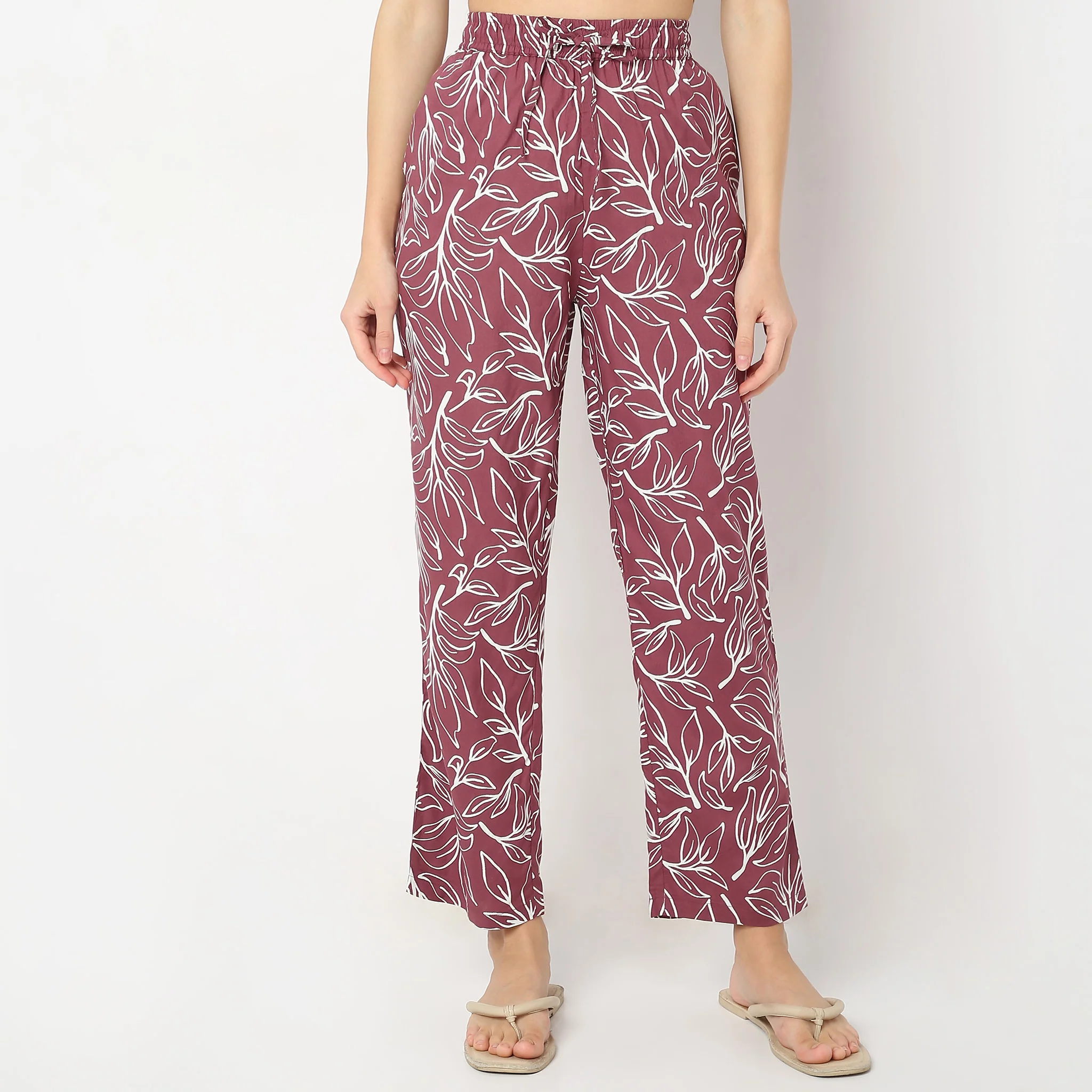 Floral Print Lapel Collar Short Sleeve Shirt With Pyjama Sleepwear Set - Image 6