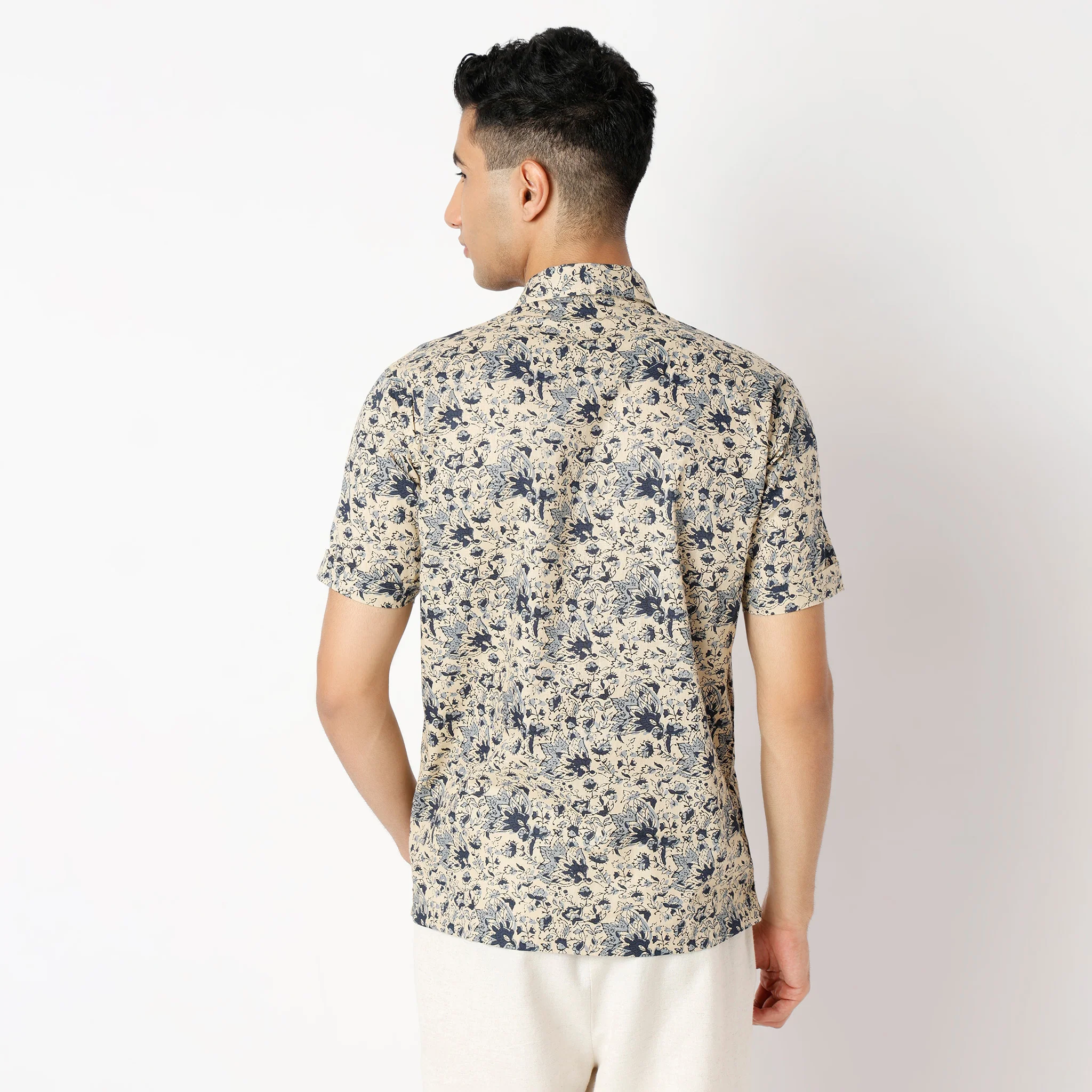 Shirt Collar Half Sleeve Block Print Shirt - Image 3