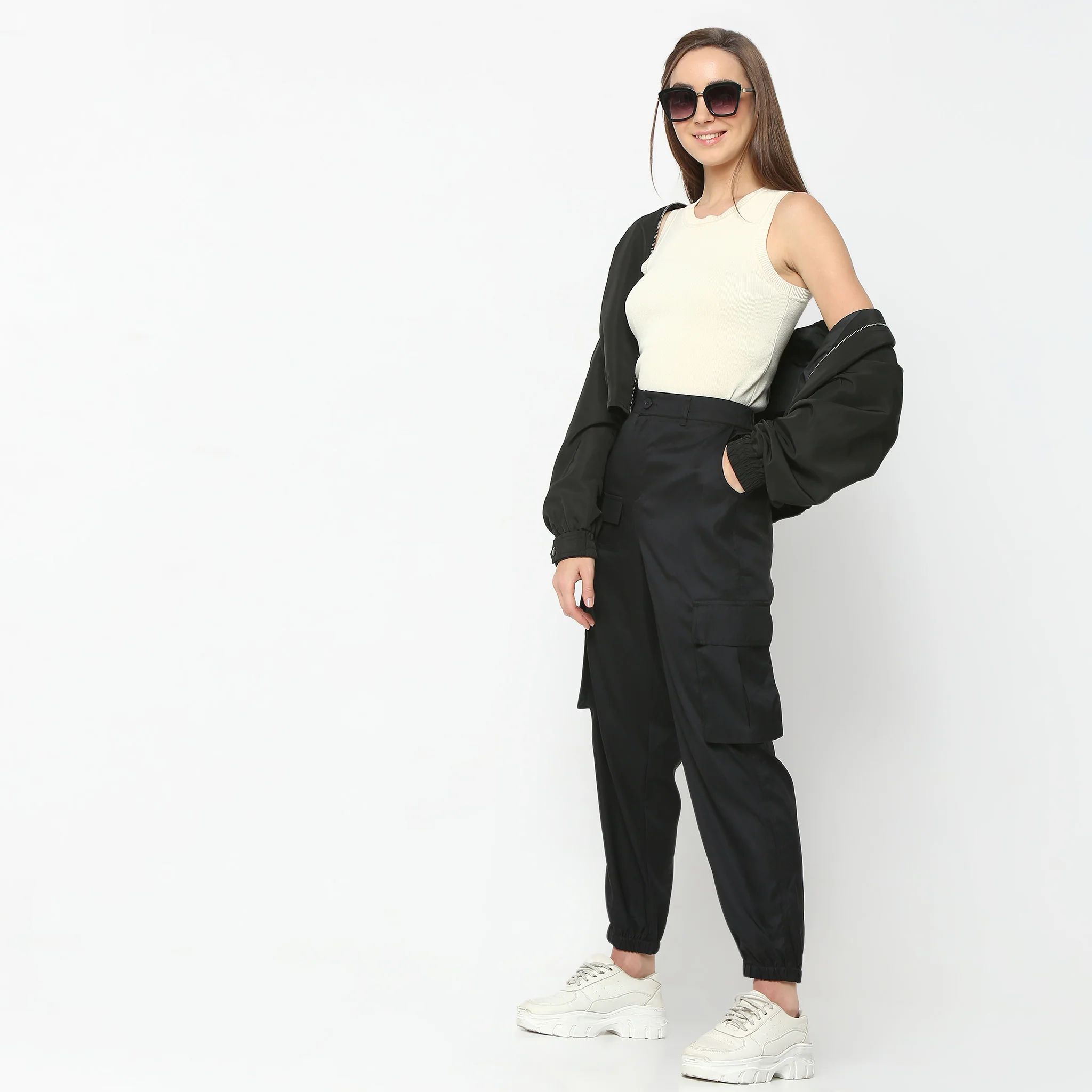 Ankle Length High Rise Cargo Pant With Patch Pocket