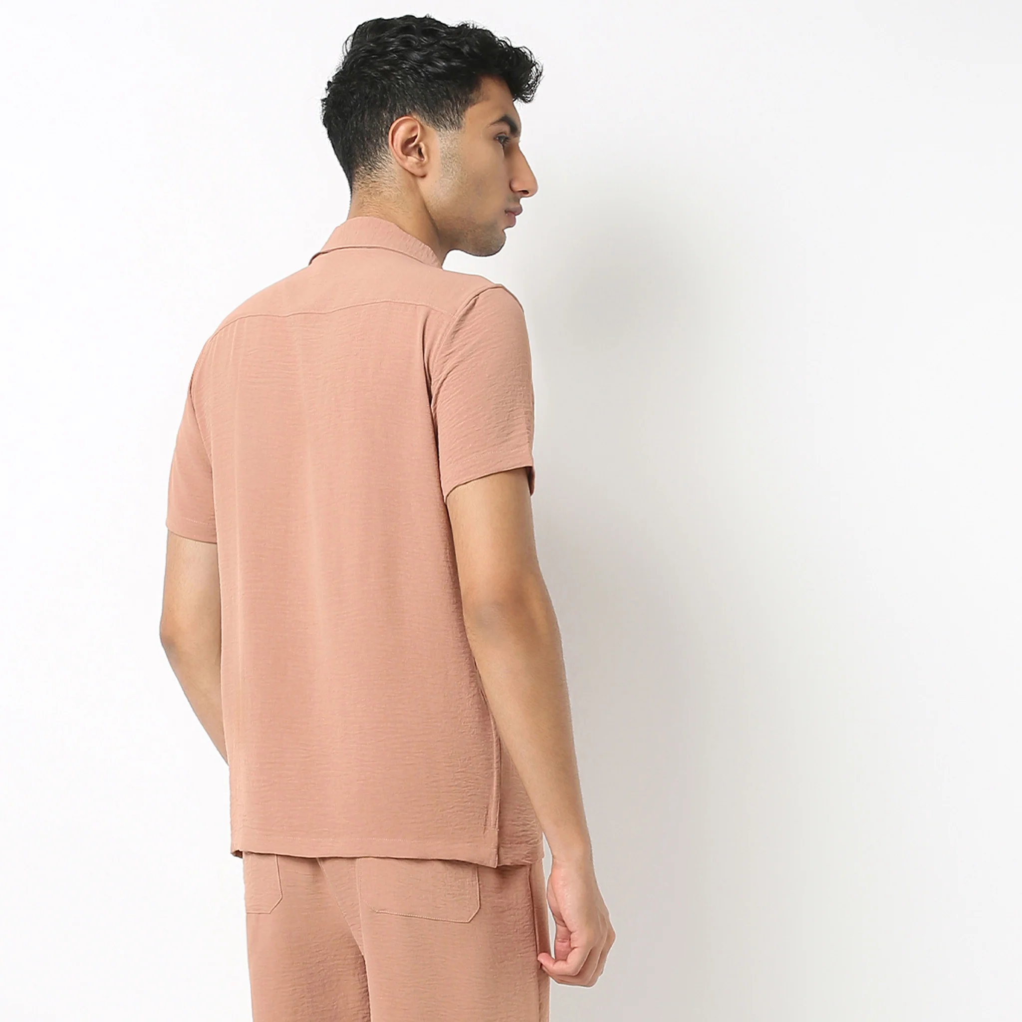 Camp Collar Half Sleeve Lounge Cuban Solid Shirt - Image 3