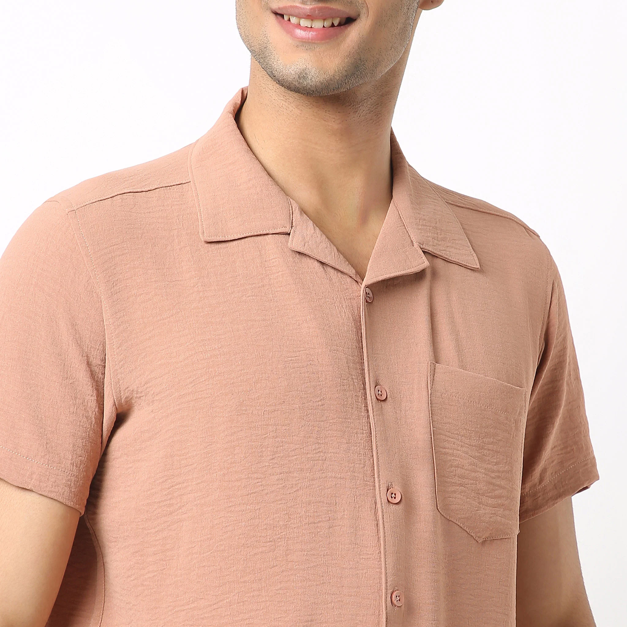 Camp Collar Half Sleeve Lounge Cuban Solid Shirt - Image 4