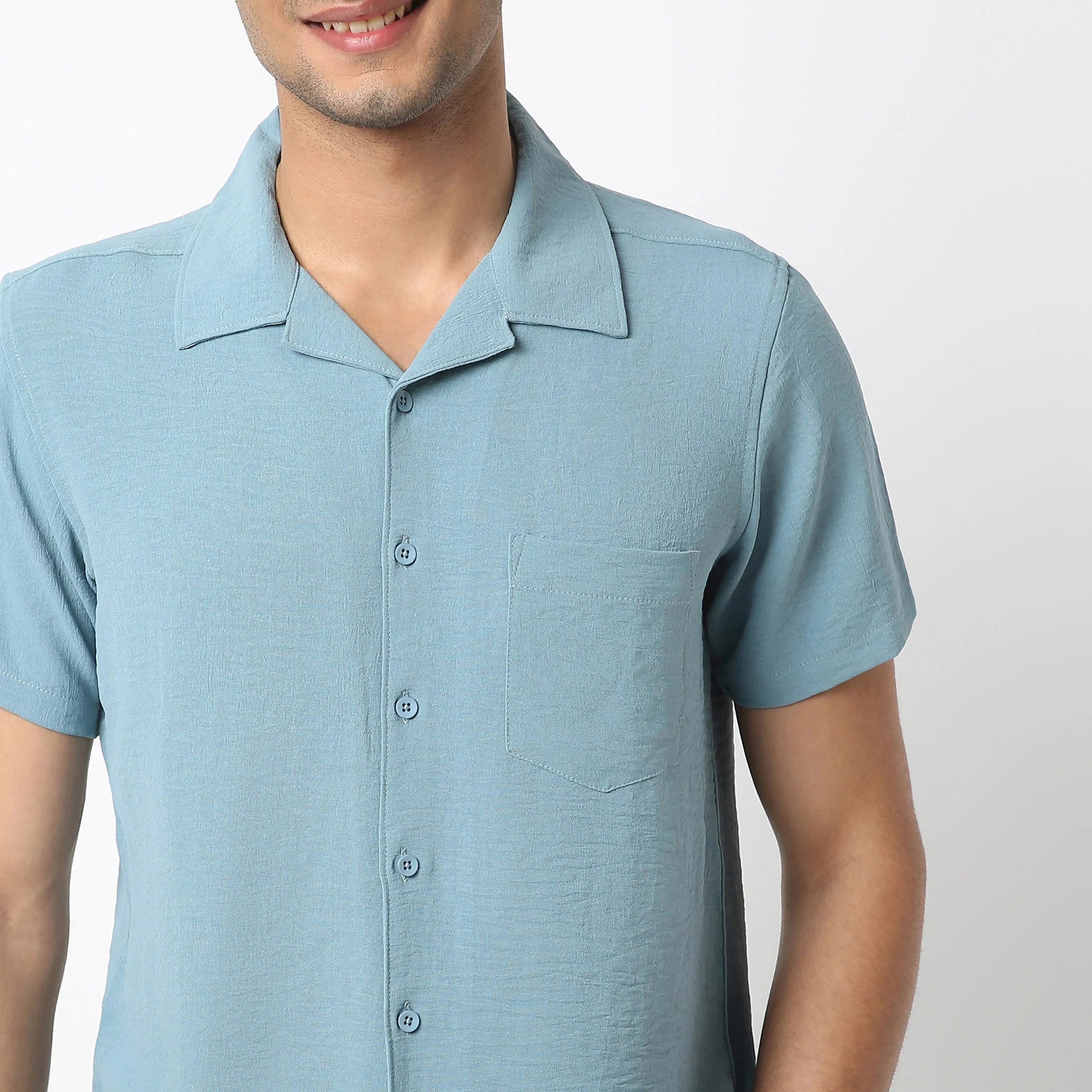 Camp Collar Half Sleeve Lounge Cuban Solid Shirt - Image 9