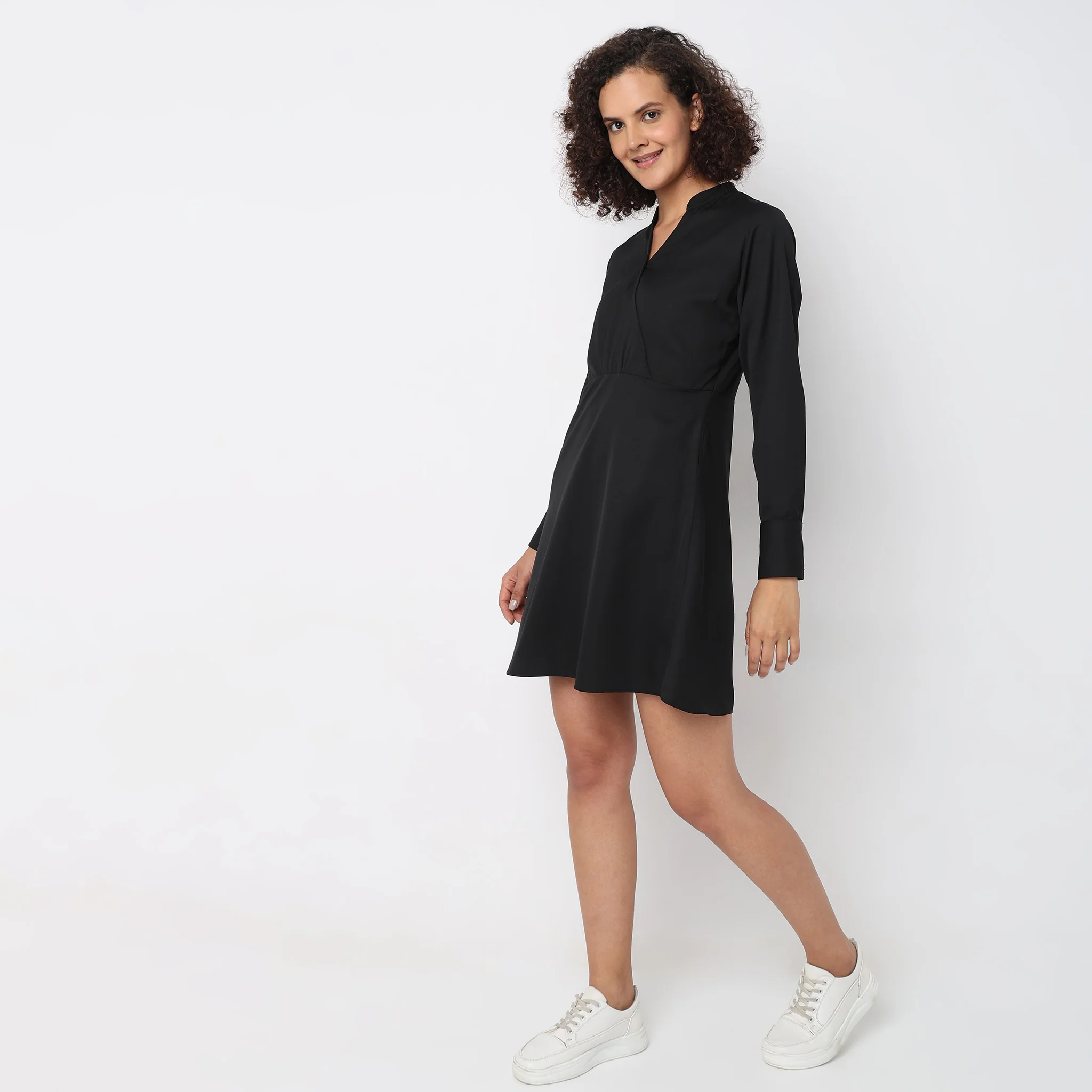 Regular Fit Solid Dress - Image 2