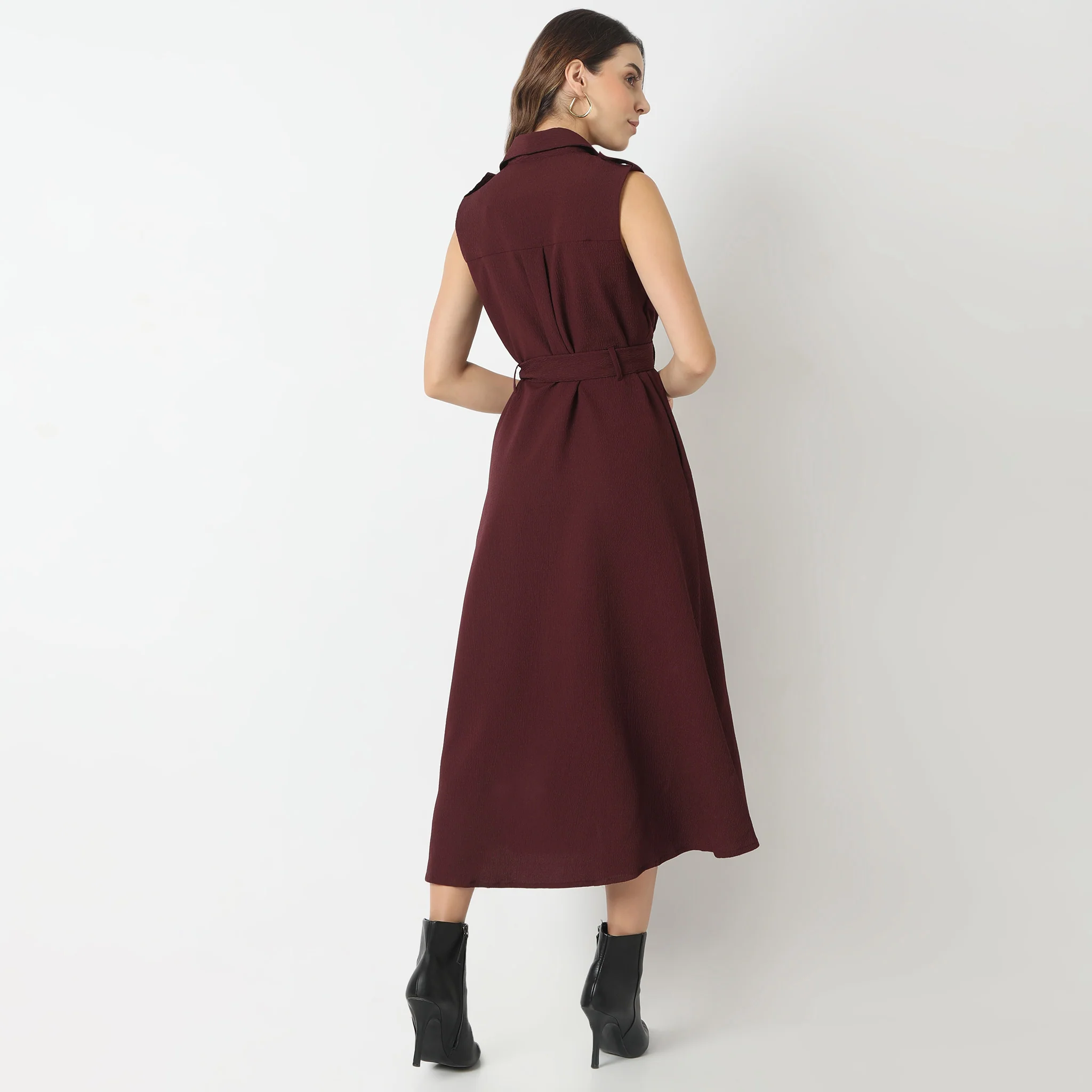Structured Shirt Collar Dress - Image 13
