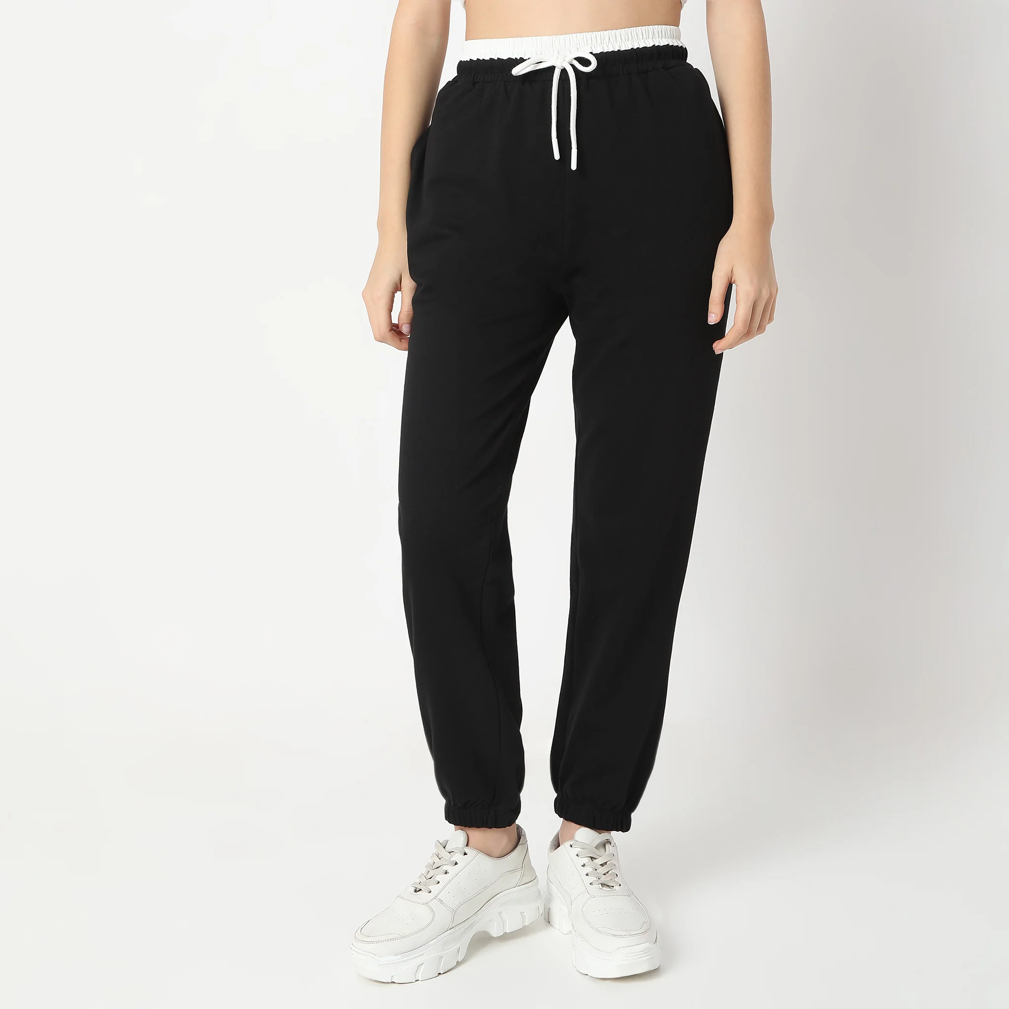 Full Length High Rise Solid Jogger With Pocket - Image 2