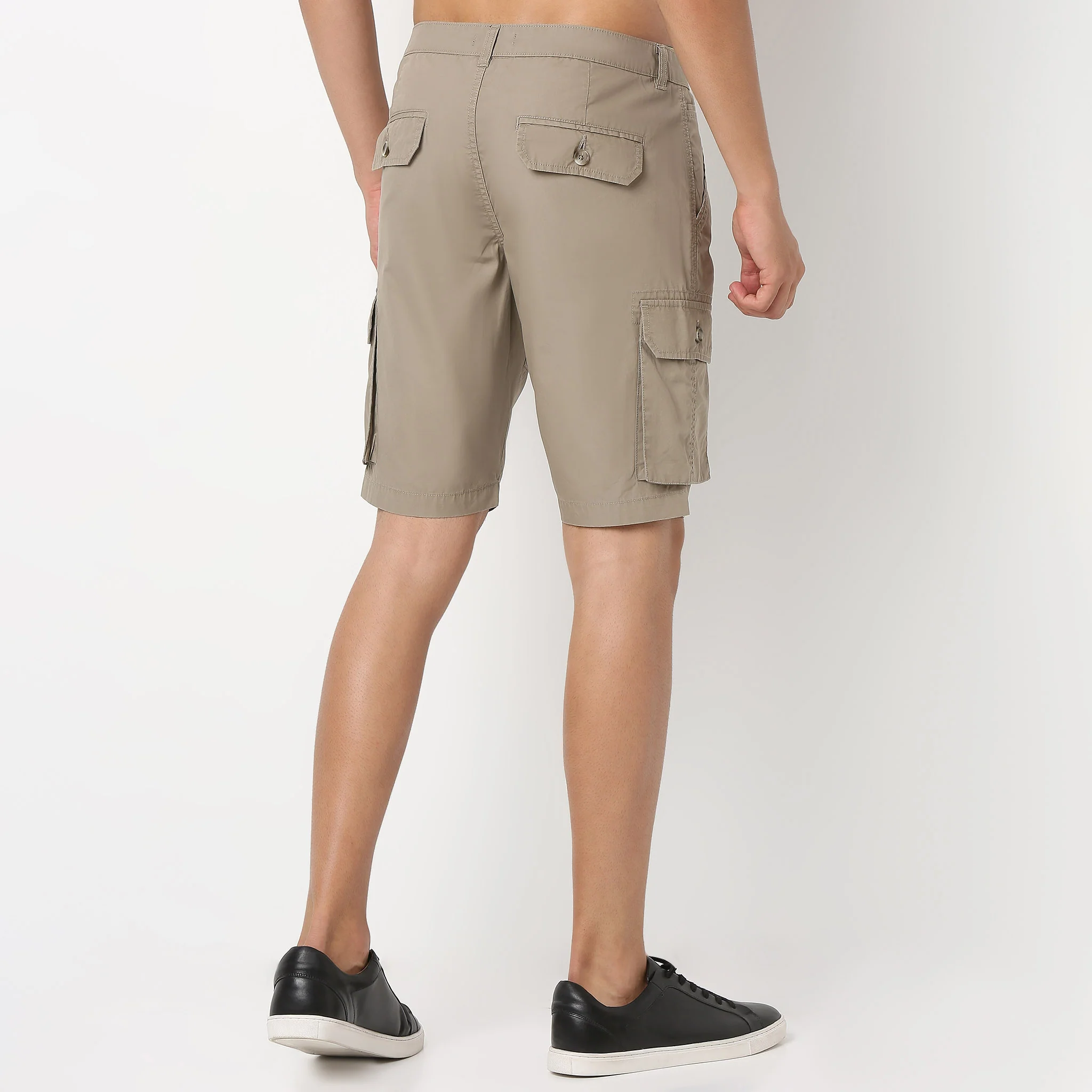 Cotton Heavy Duty Regular Fit Shorts With Stitch Details - Image 3