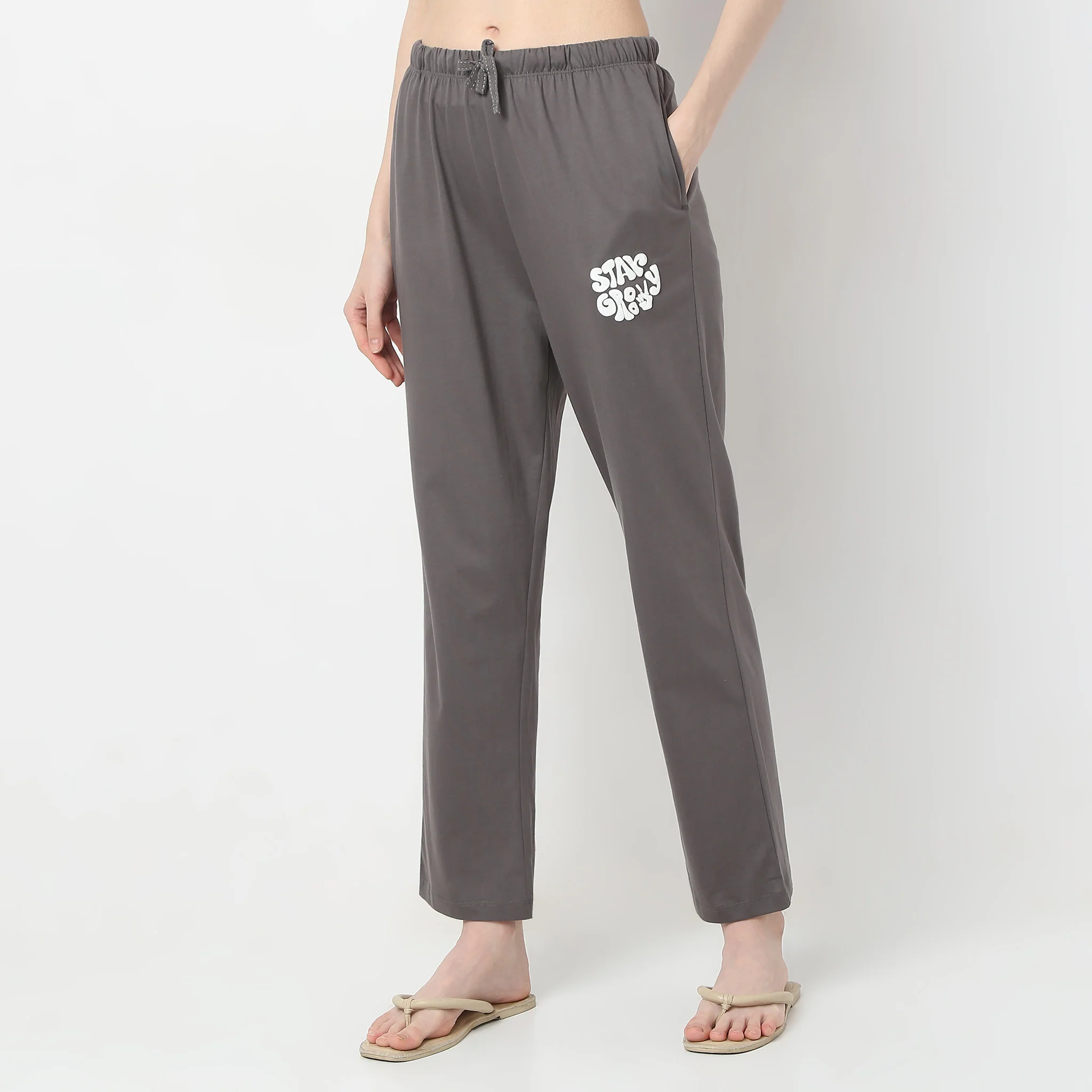 Solid Full Length Core Pyjama Mid Rise Lounge Pyjamas - Image 5