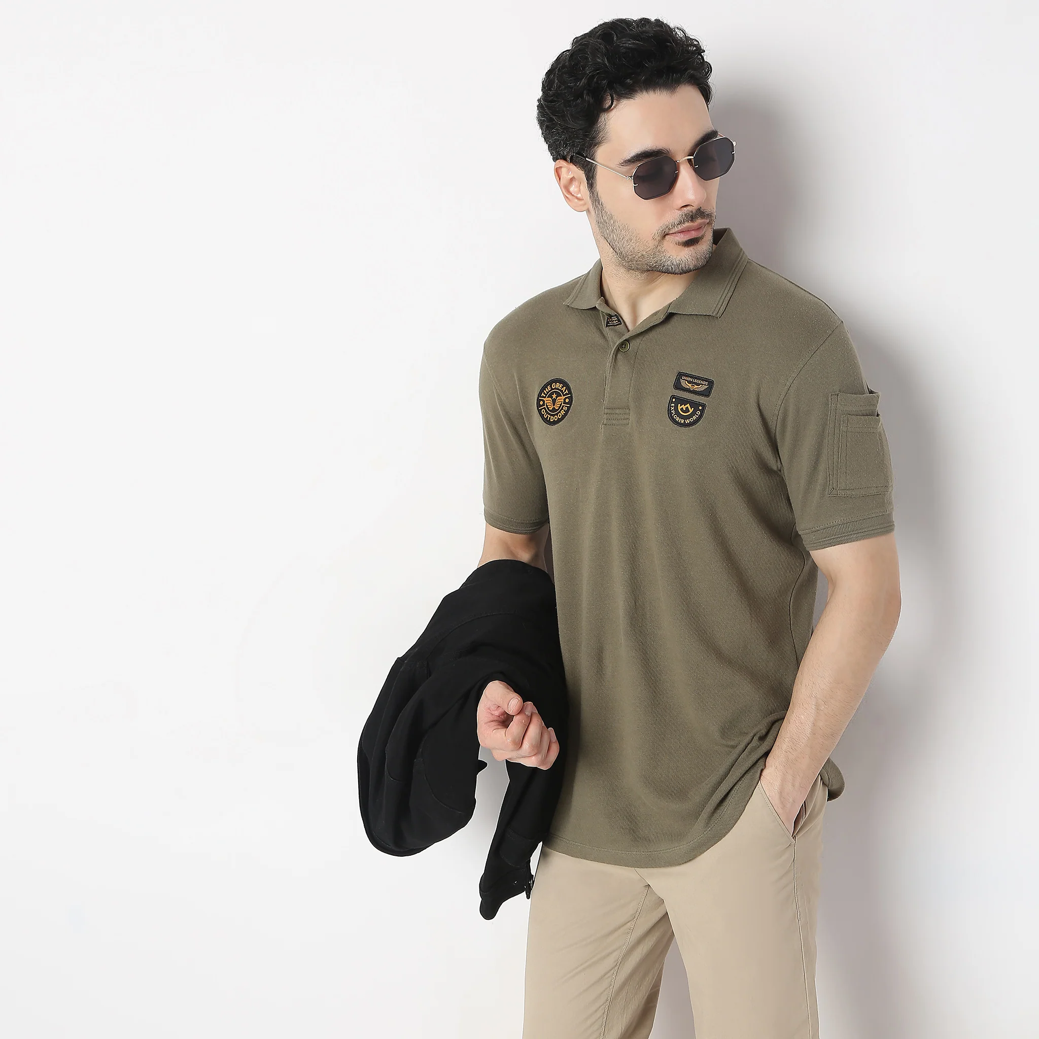 Militia Edition™ Cavillary Solid Polo T-Shirt With Sleeve Pocket and Especially Branded Badges - Image 11