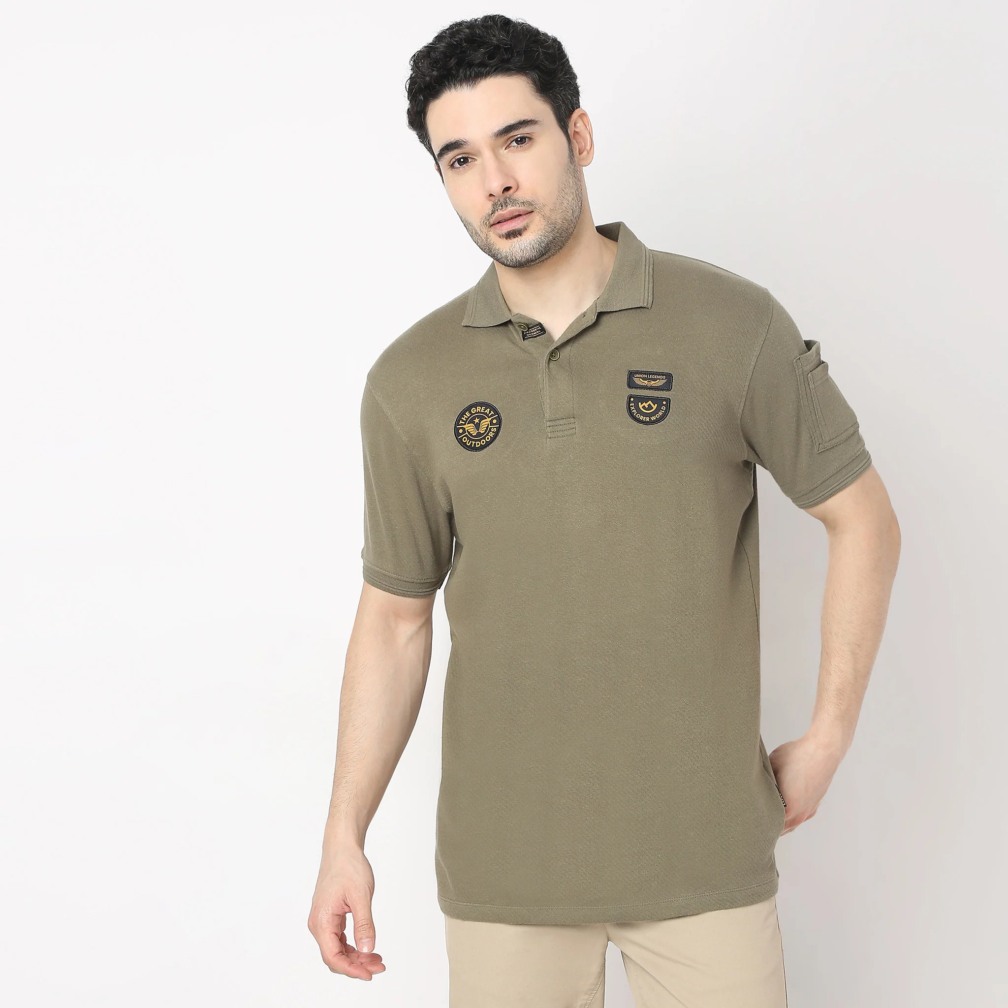 Militia Edition™ Cavillary Solid Polo T-Shirt With Sleeve Pocket and Especially Branded Badges - Image 12