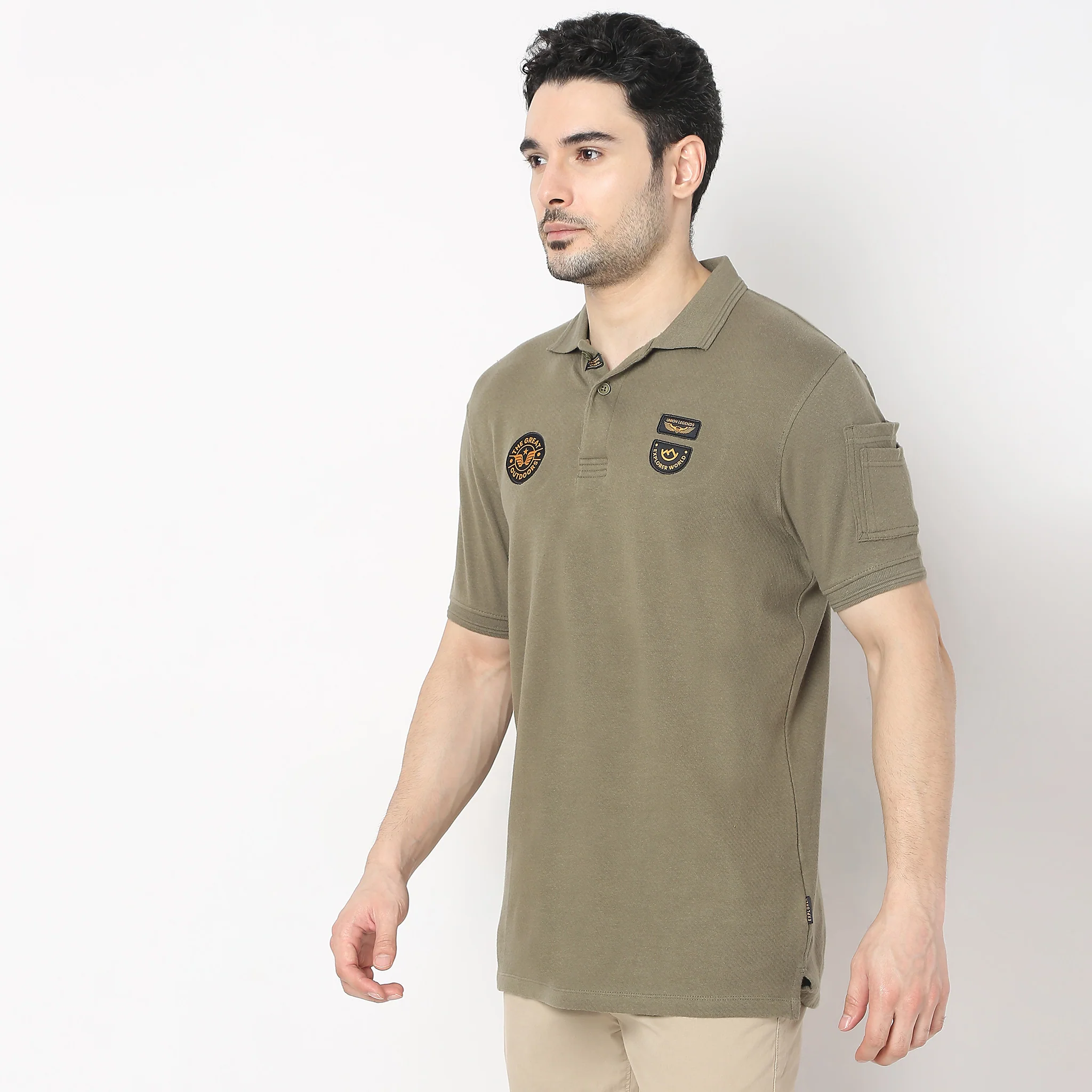 Militia Edition™ Cavillary Solid Polo T-Shirt With Sleeve Pocket and Especially Branded Badges - Image 14