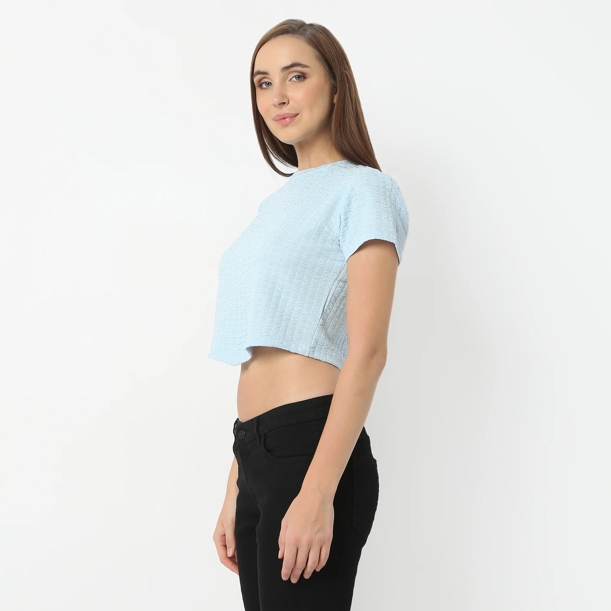 Round Neck Short Sleeve Crop Top - Image 5