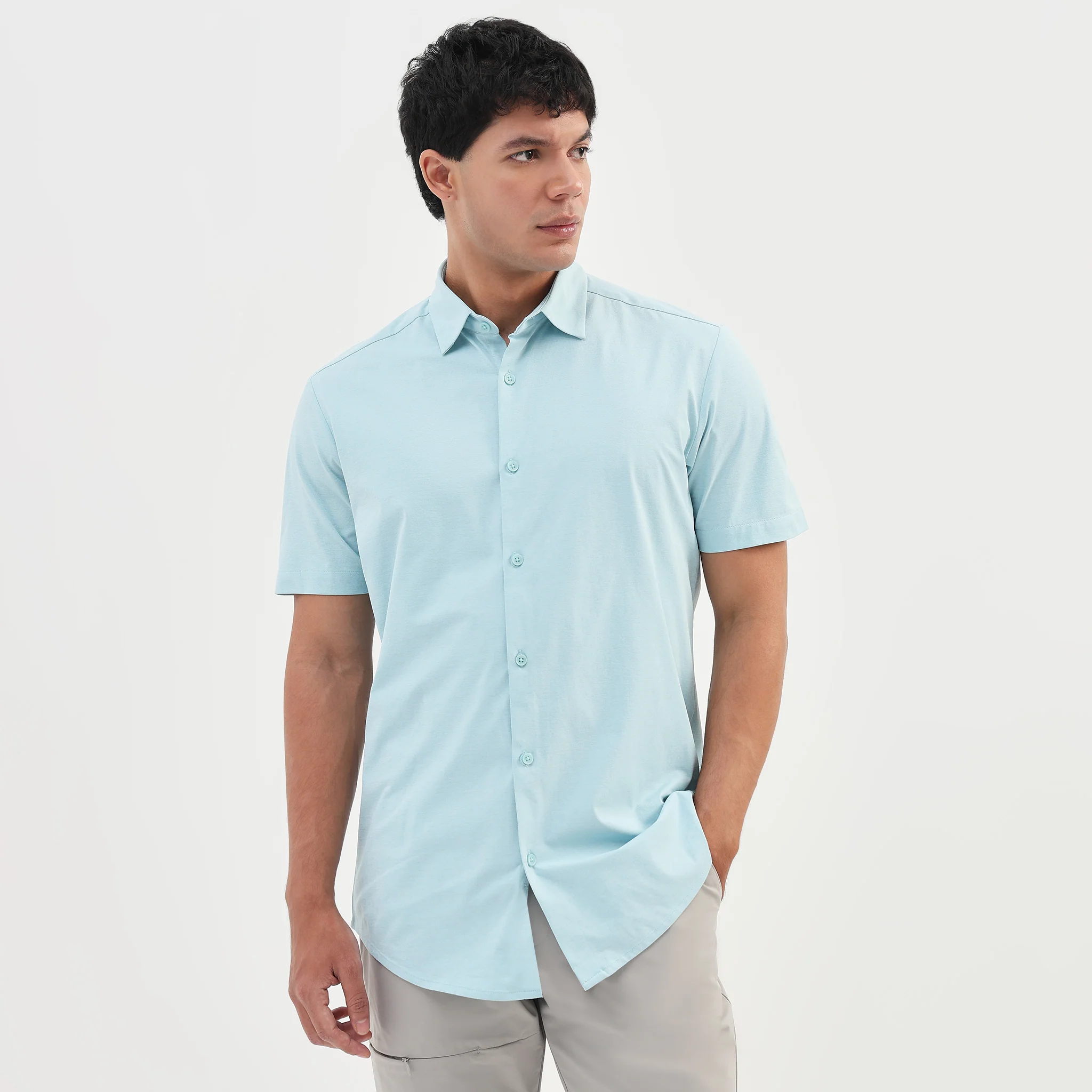 Travelator™ 2025 Shirt - 4-Way Ultra Stretch Slim Fit Wash & Wear - "Zero Top Stitch" - Saville Row Finish Half Sleeves-Made For Travel - Image 6