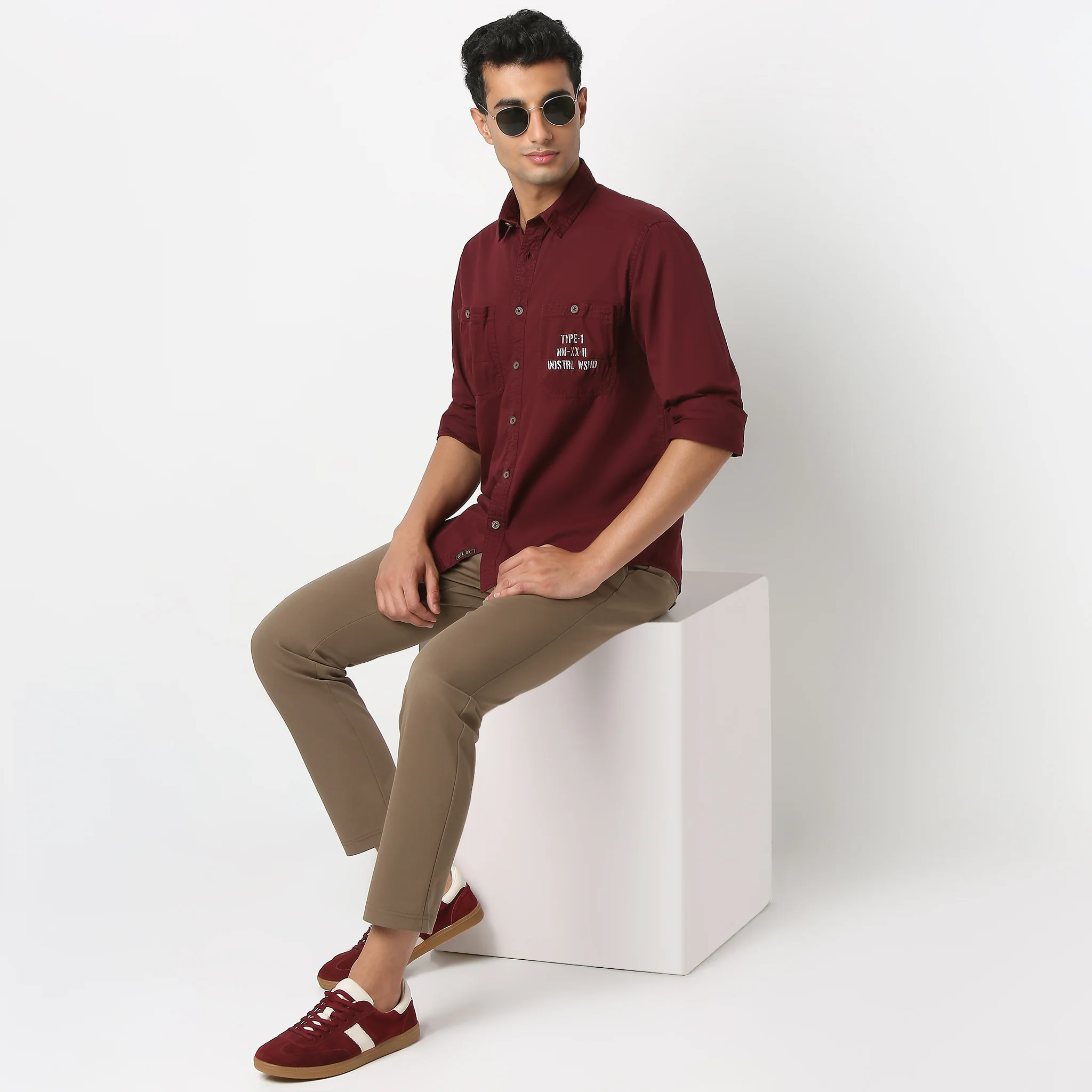 Shirt Collar Full Sleeve Solid Combat Shirt