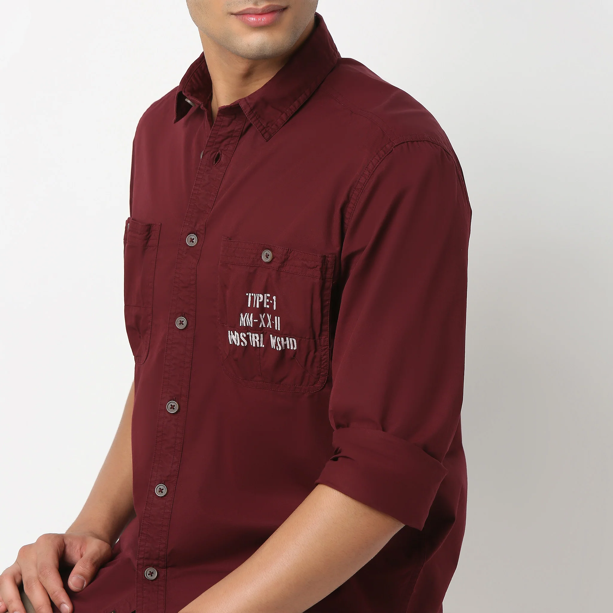 Shirt Collar Full Sleeve Solid Combat Shirt - Image 4