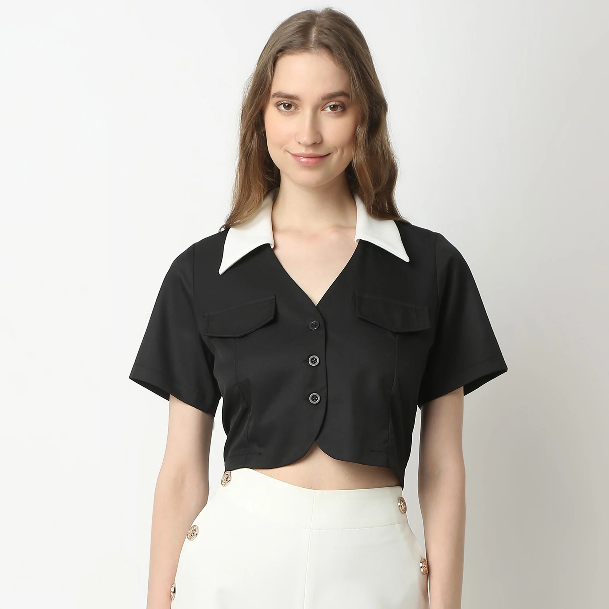 Solid Short Sleeve Betty Shirt - Image 2