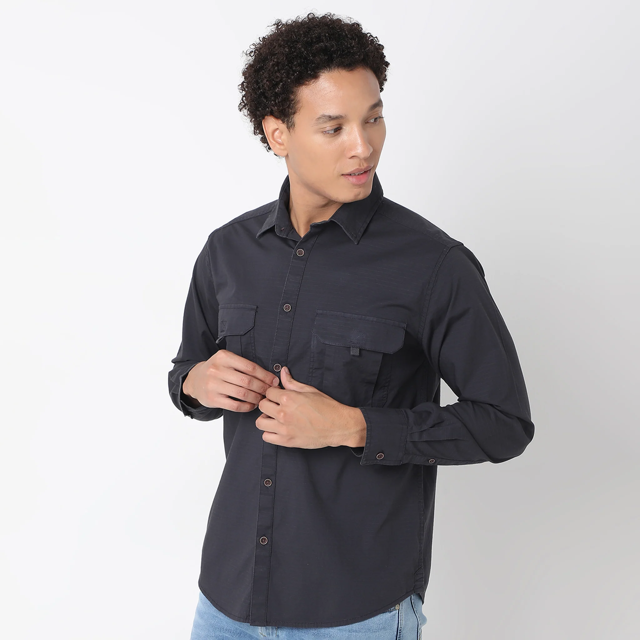 Regular Fit Solid Shirt - Image 10