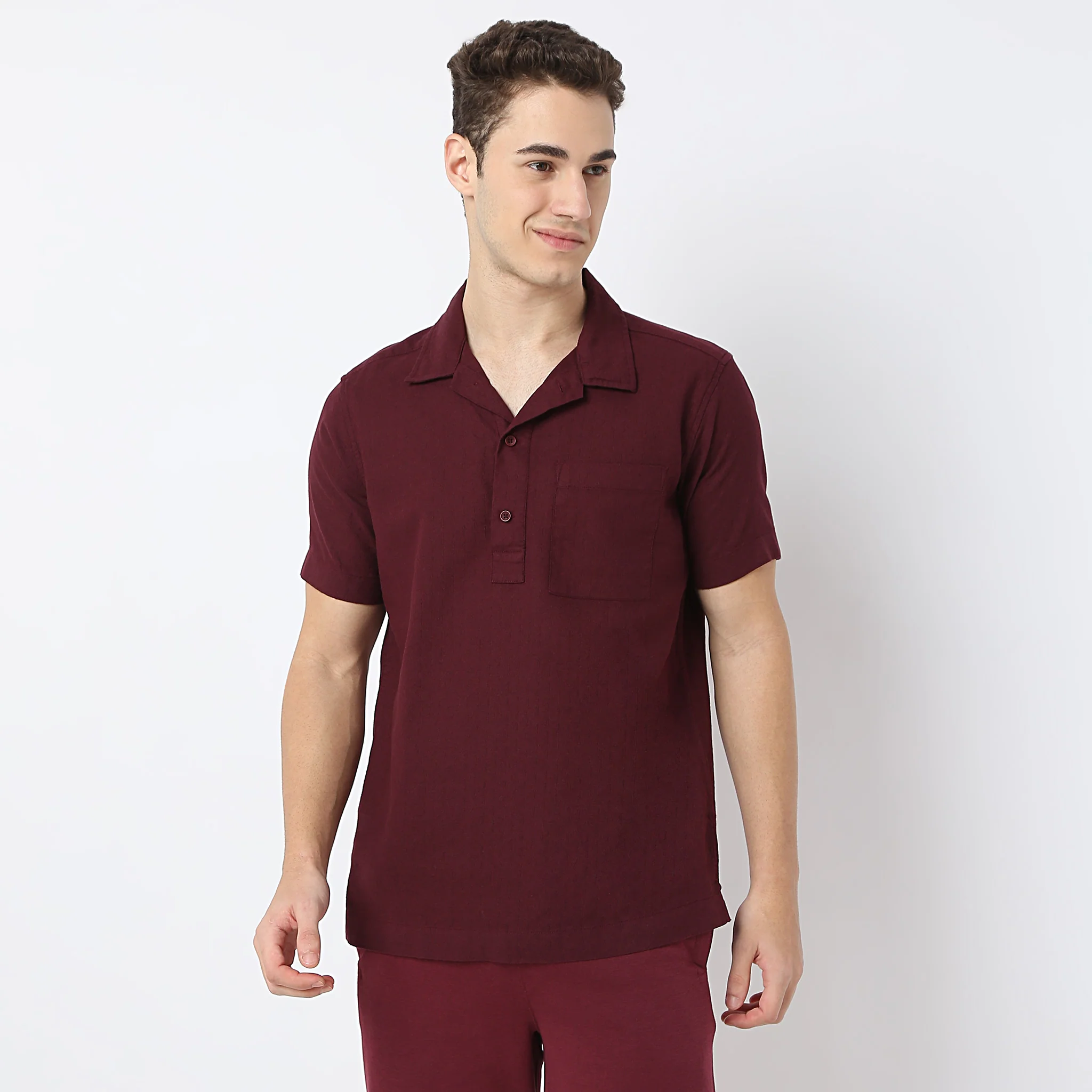 BAE™ Shirt - Camp Collar With Half Placket - Double Tone Fabric - Regular Fit - Image 2