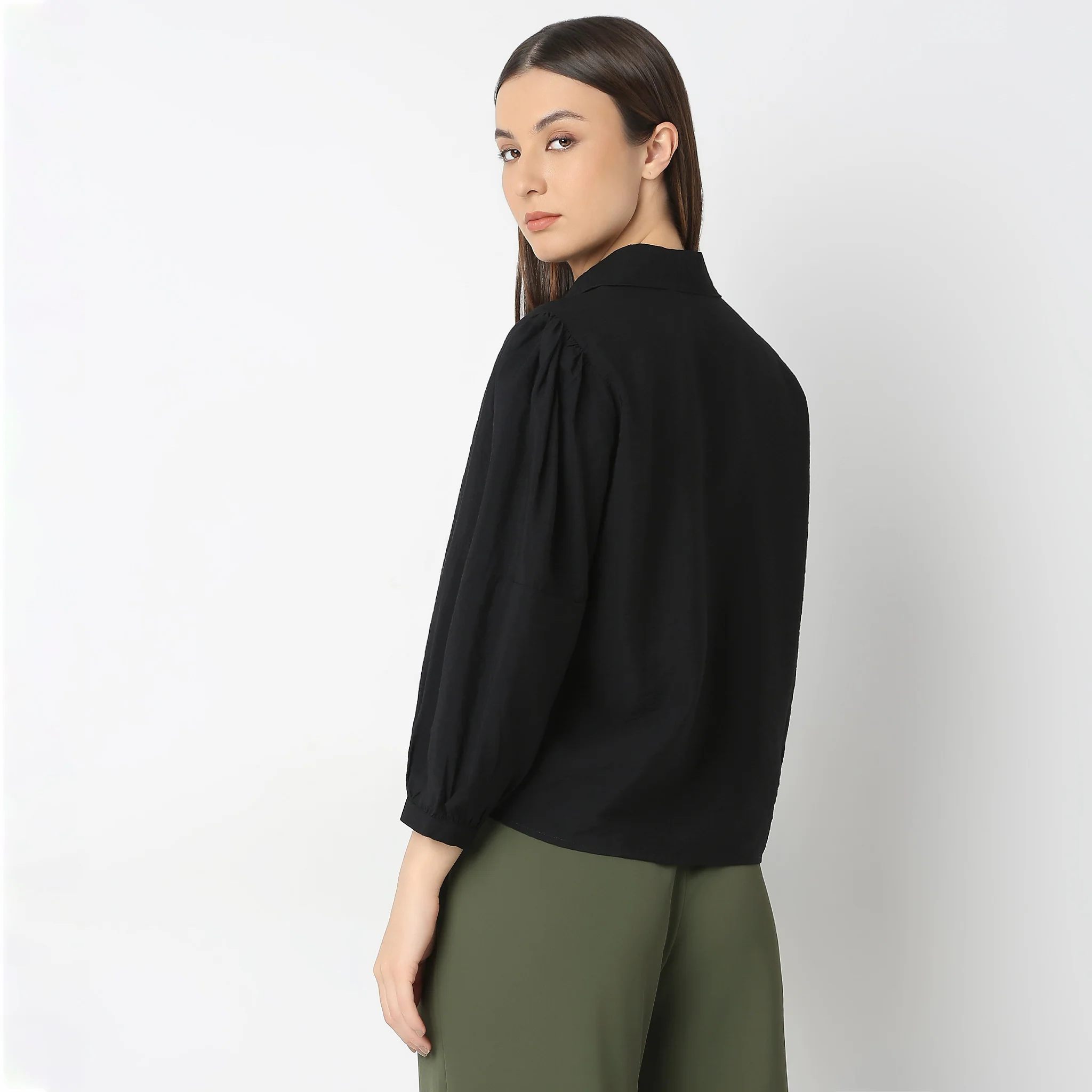 Regular Fit Solid Shirt - Image 3