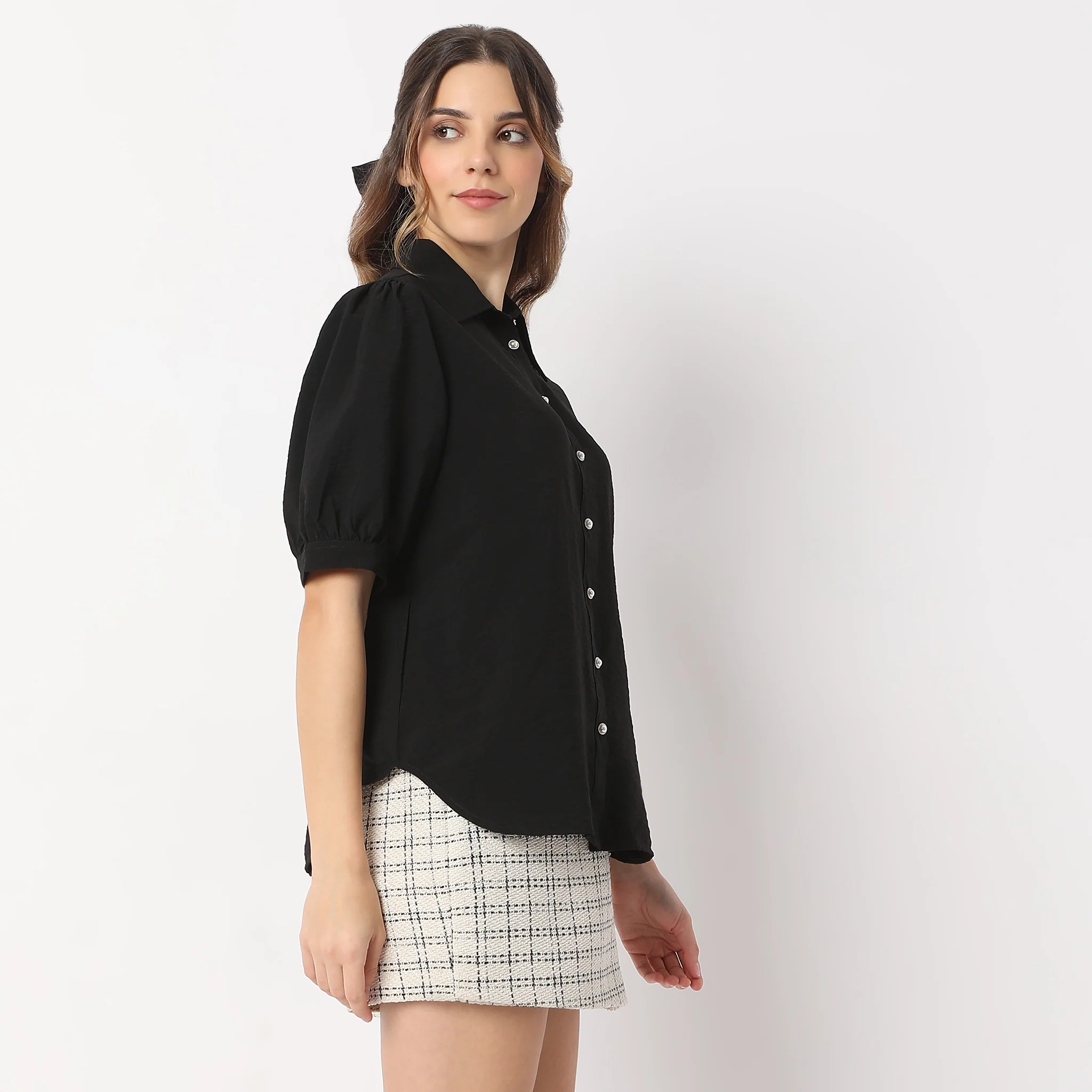 Regular Fit Solid Elbow Sleeve Shirt - Image 10