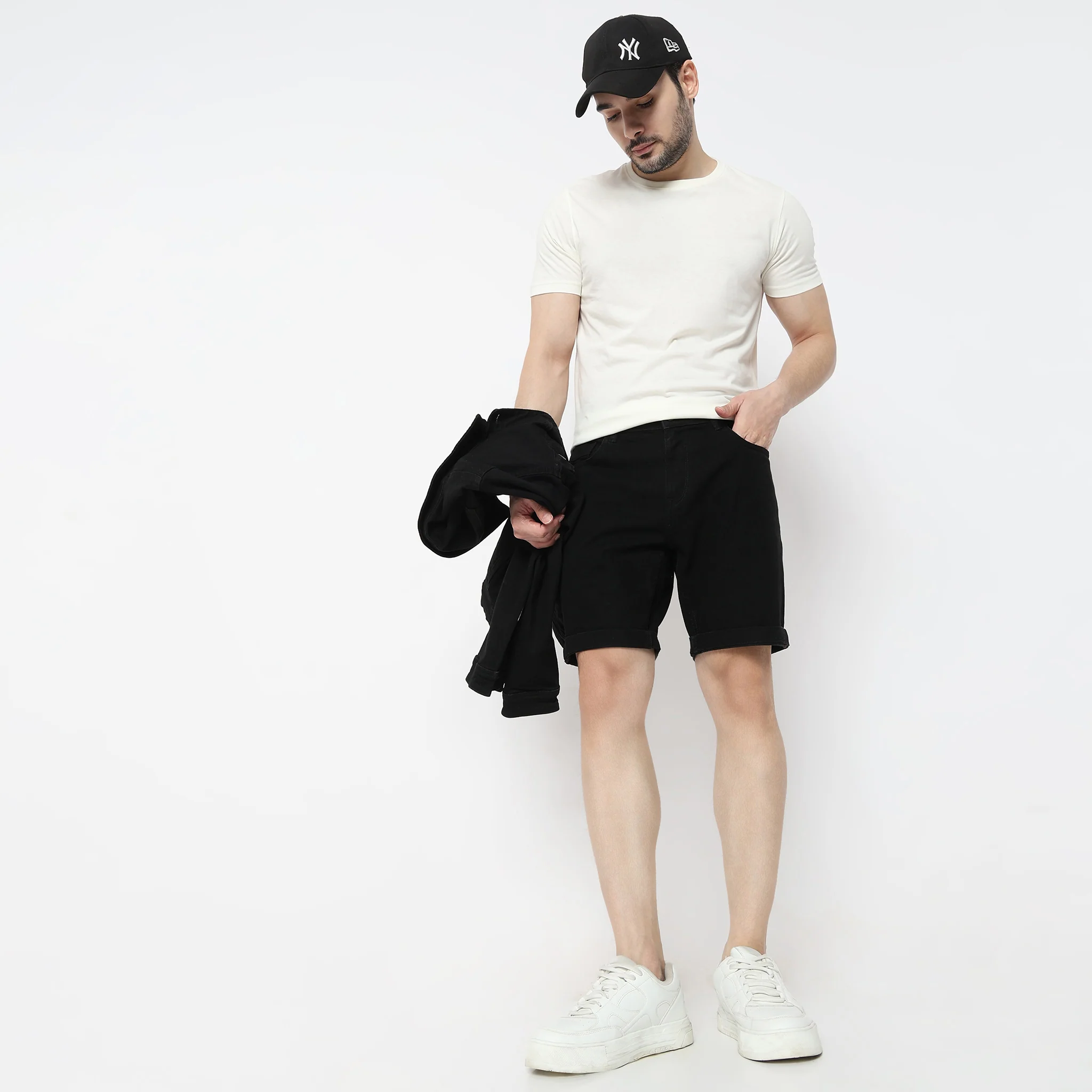 Solid Short Length Mid Rise Shorts