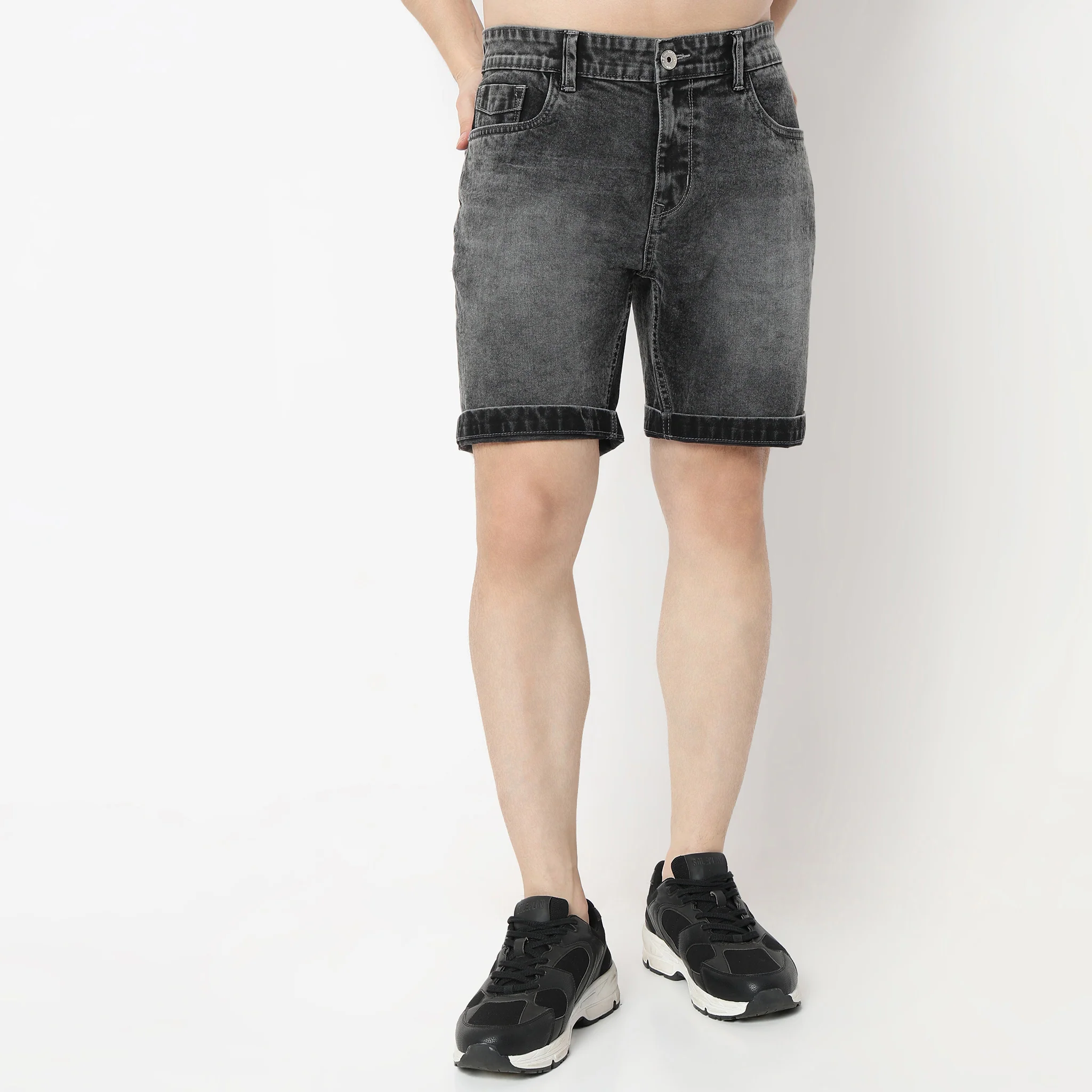 Solid Short Length Mid Rise Shorts - Image 12