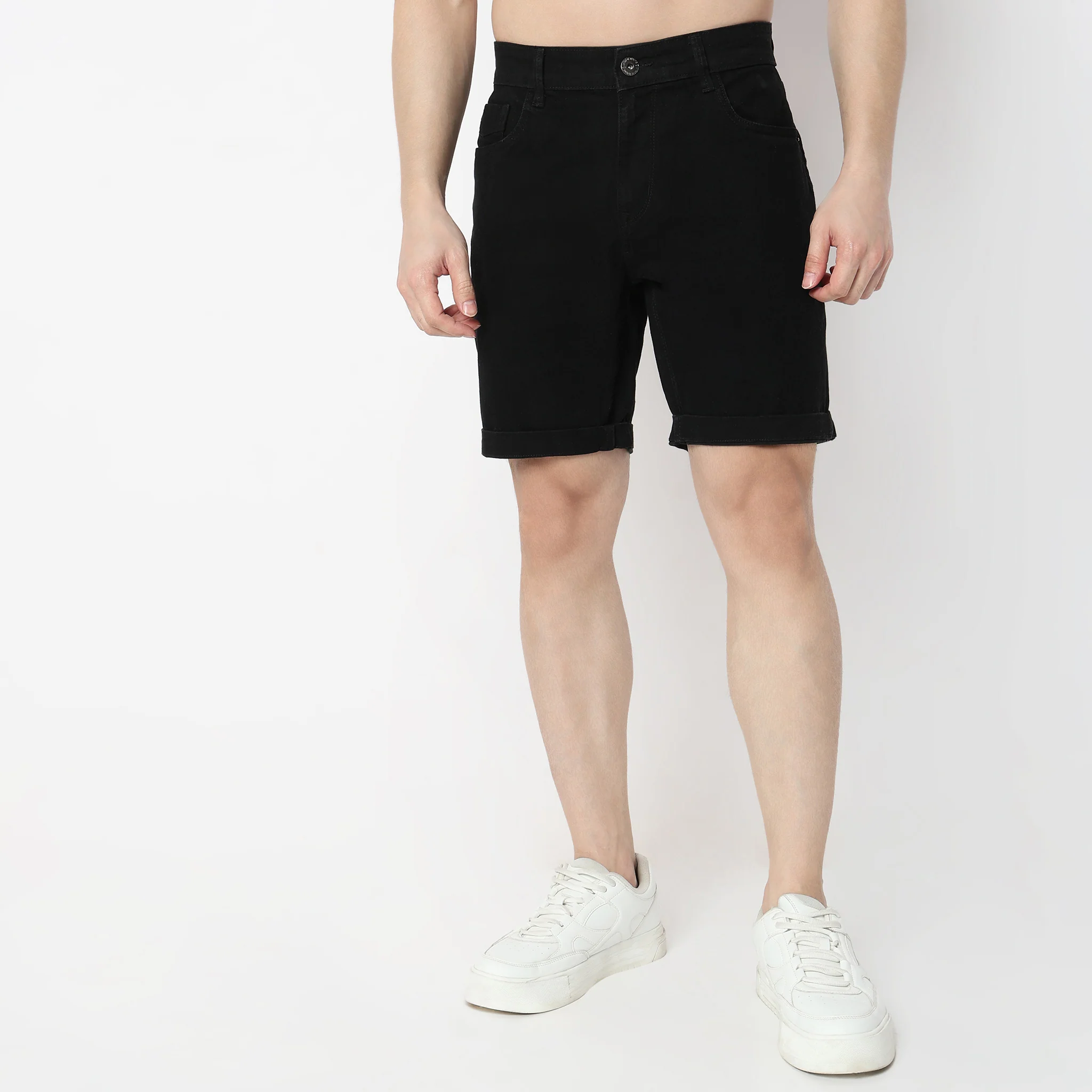 Solid Short Length Mid Rise Shorts - Image 2