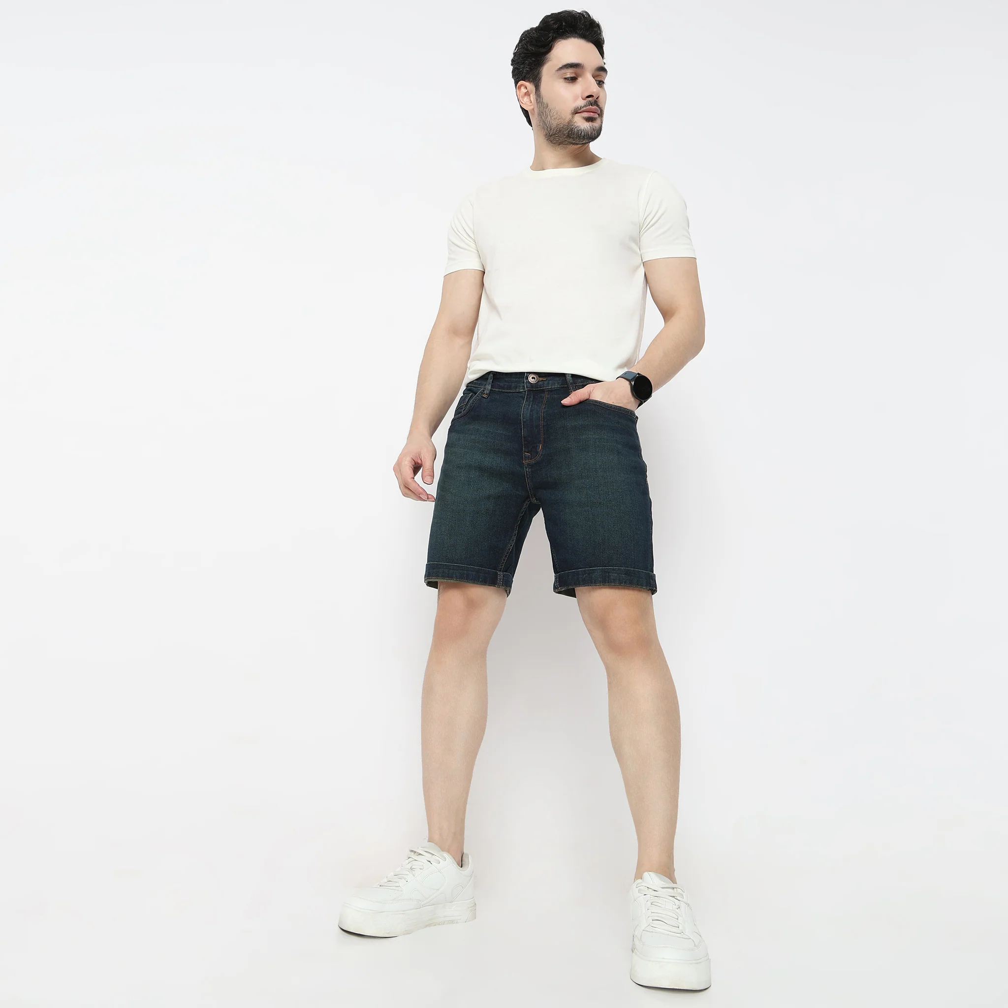 Solid Short Length Mid Rise Shorts - Image 6