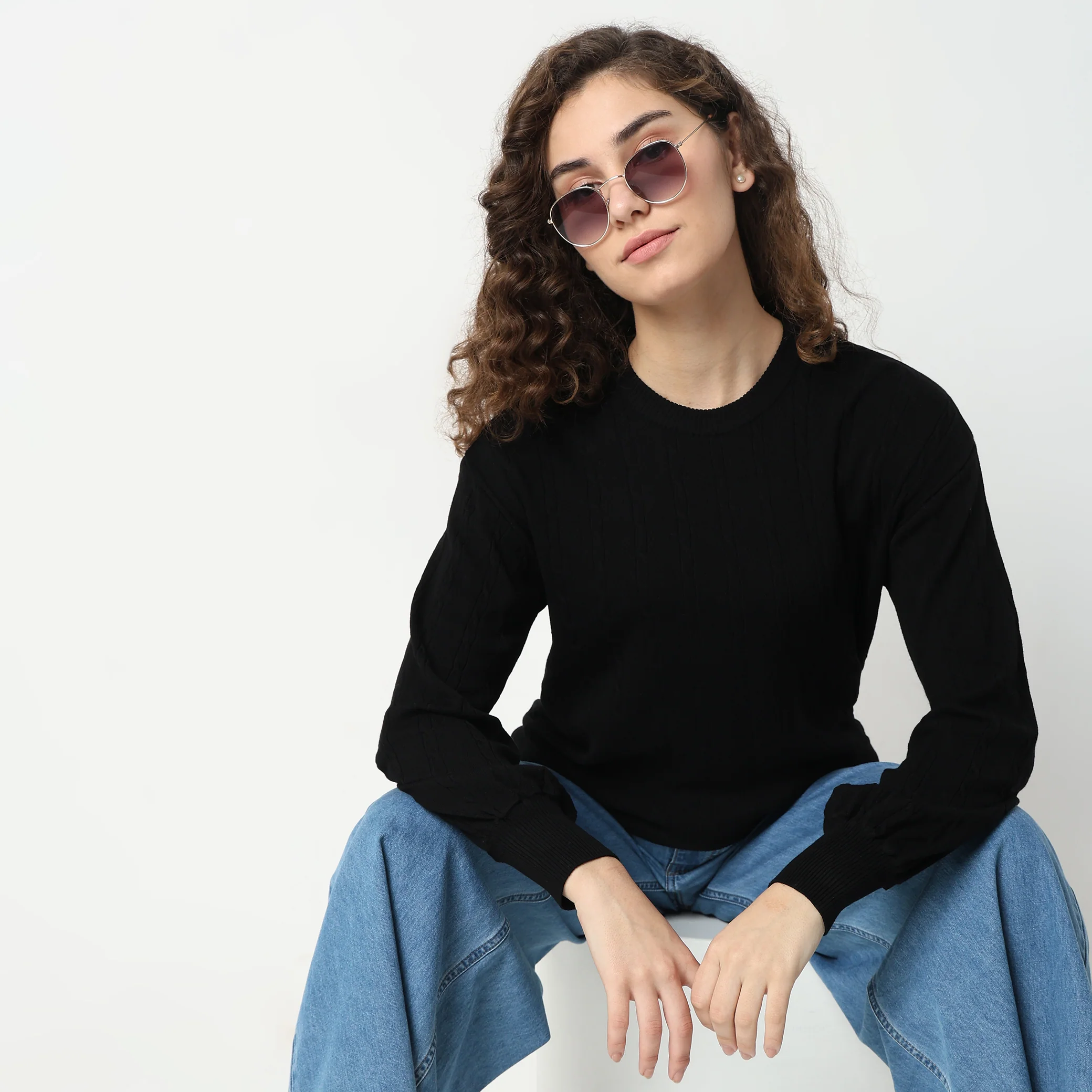 Regular Fit Solid Sweater - Image 2