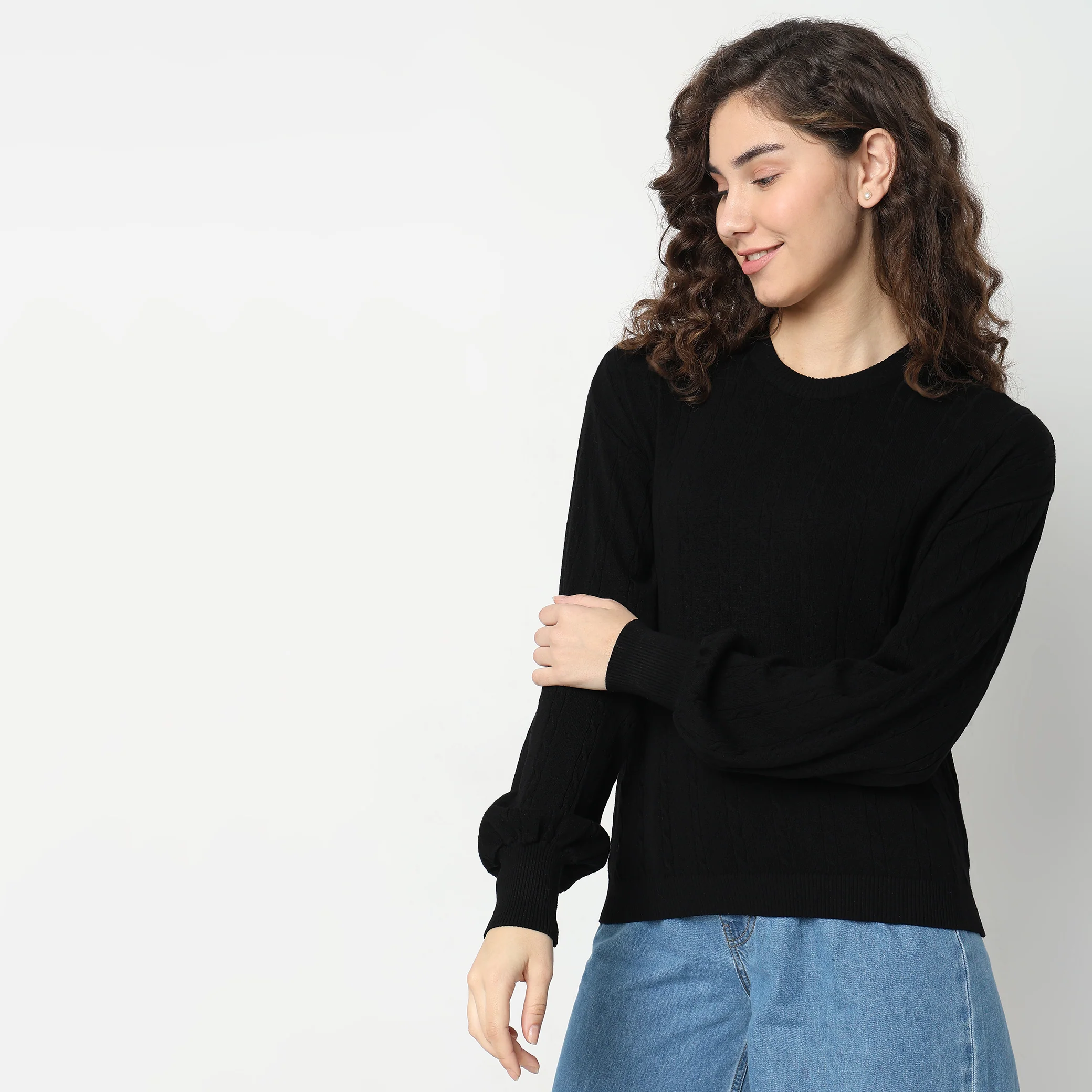 Regular Fit Solid Sweater - Image 5