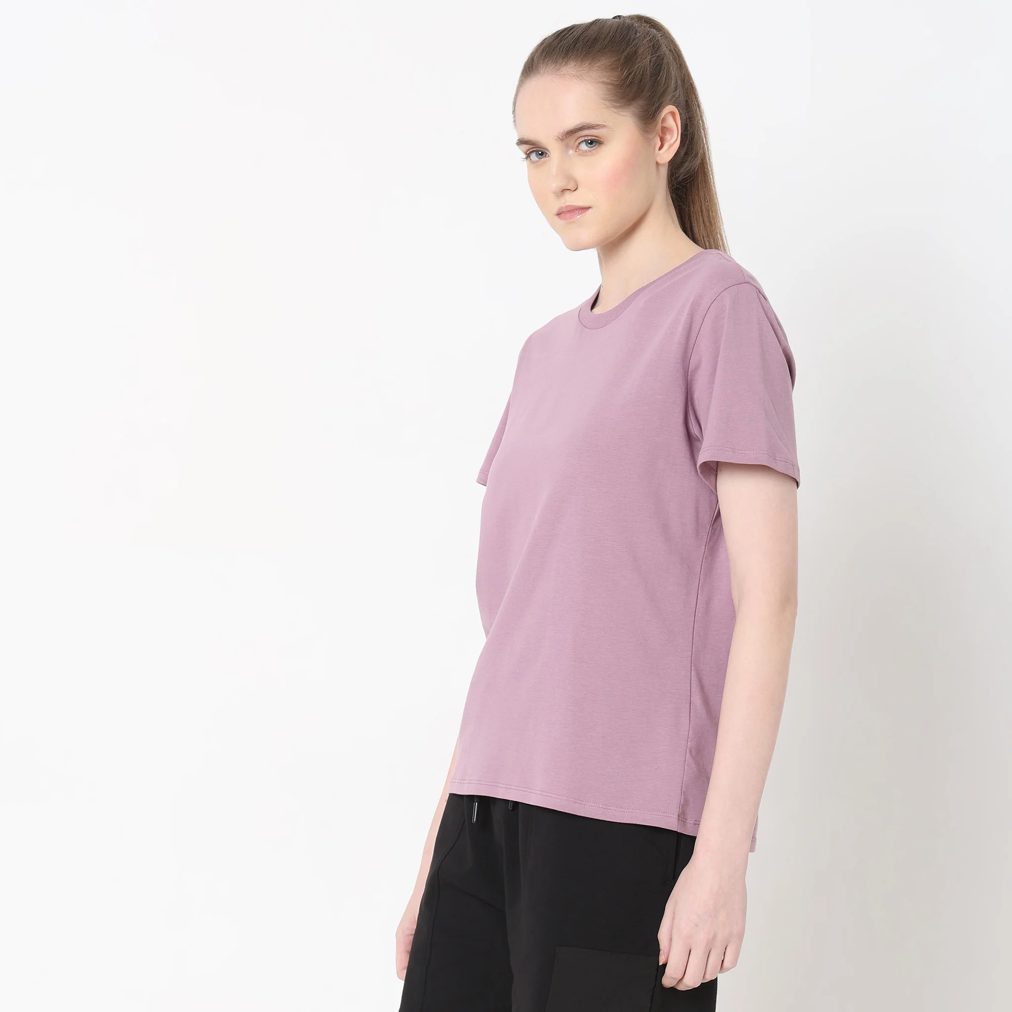 Solid Round Neck T-Shirt - Image 10
