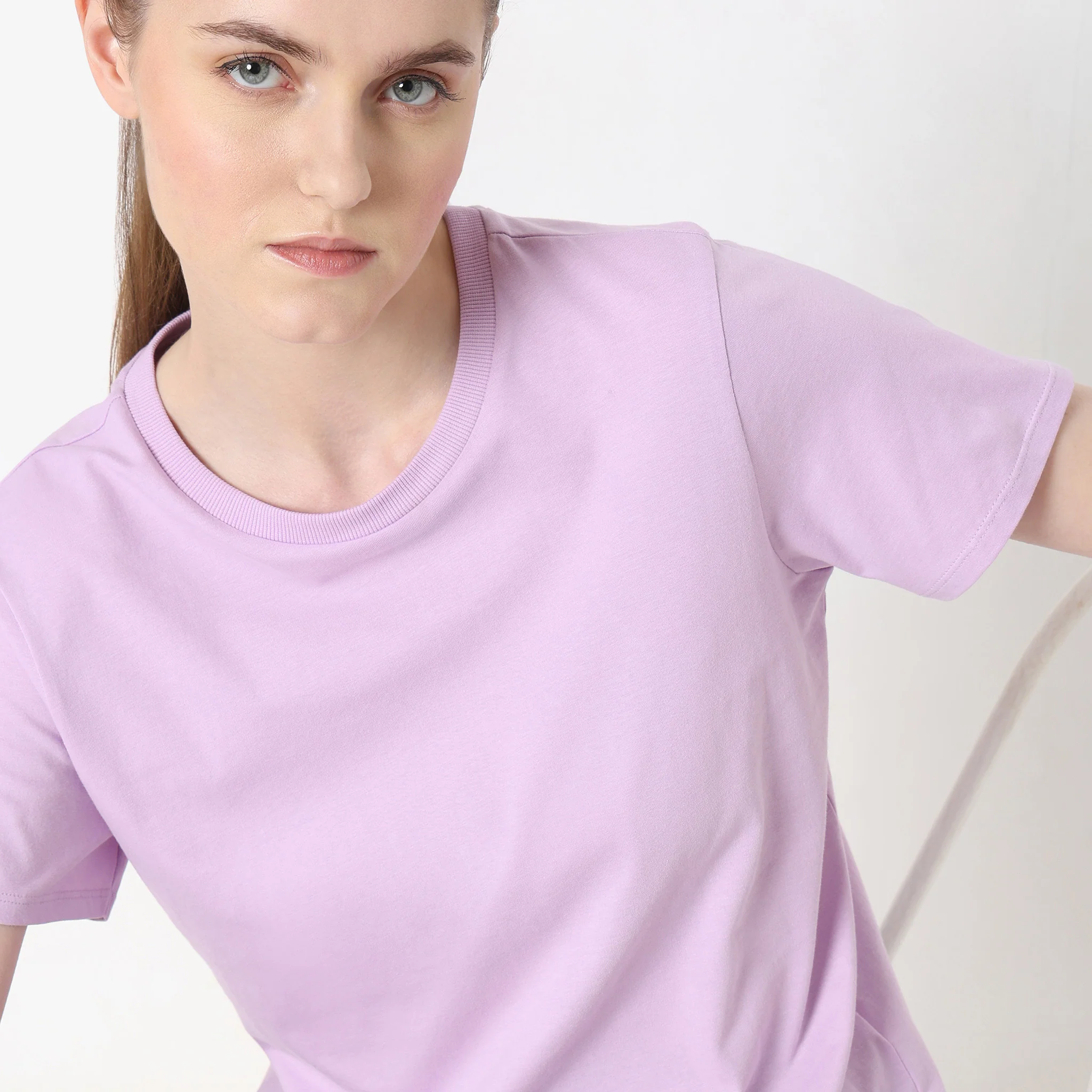 Solid Round Neck T-Shirt - Image 14