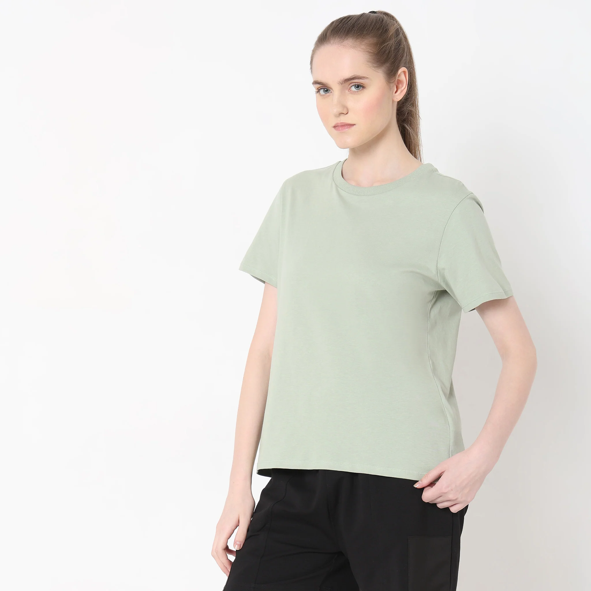 Solid Round Neck T-Shirt - Image 20
