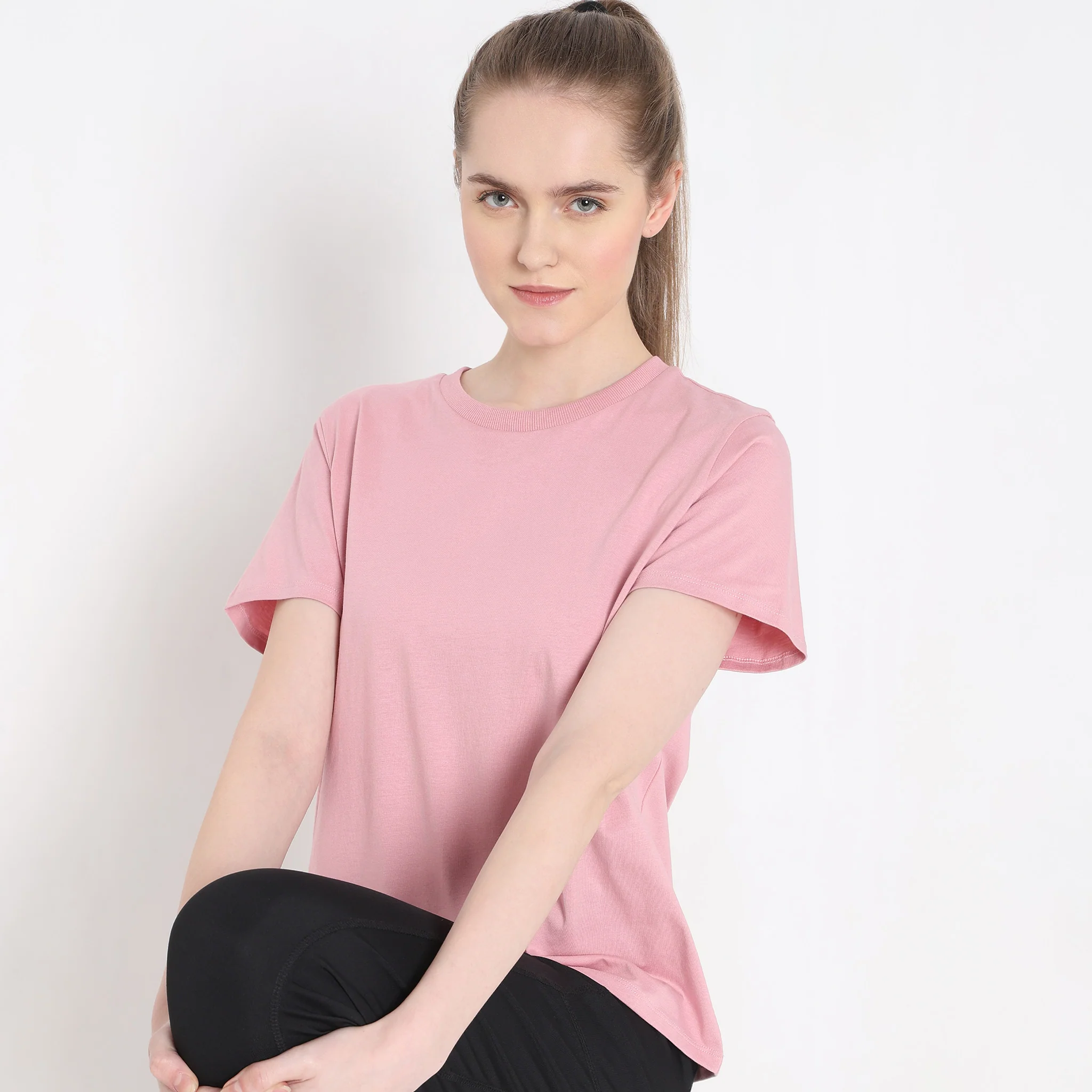 Solid Round Neck T-Shirt - Image 21