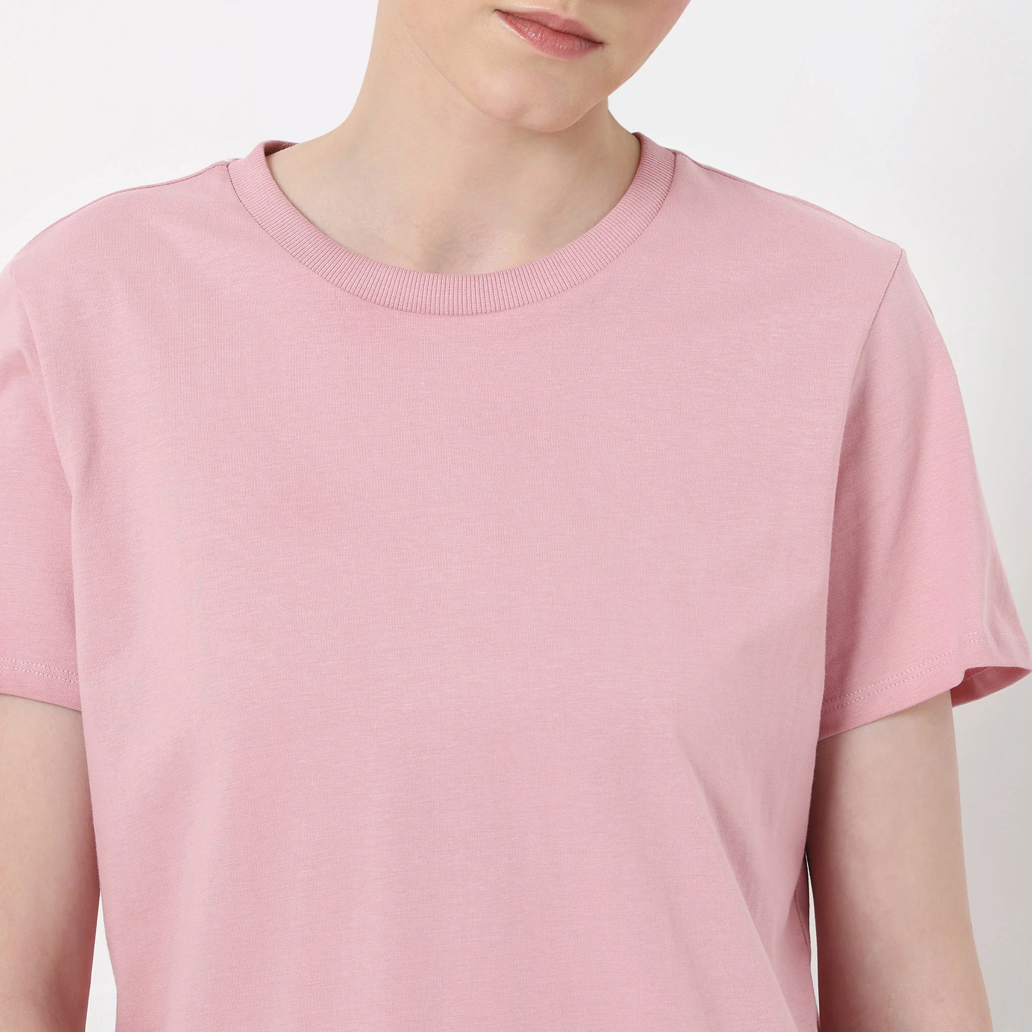 Solid Round Neck T-Shirt - Image 24