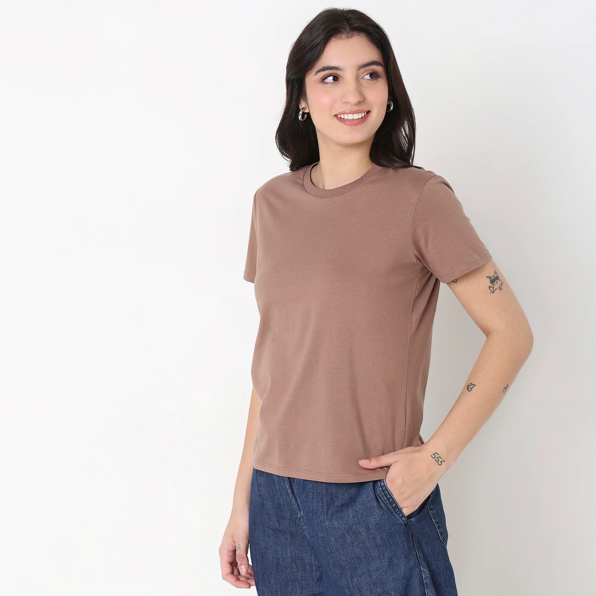 Solid Round Neck T-Shirt - Image 30