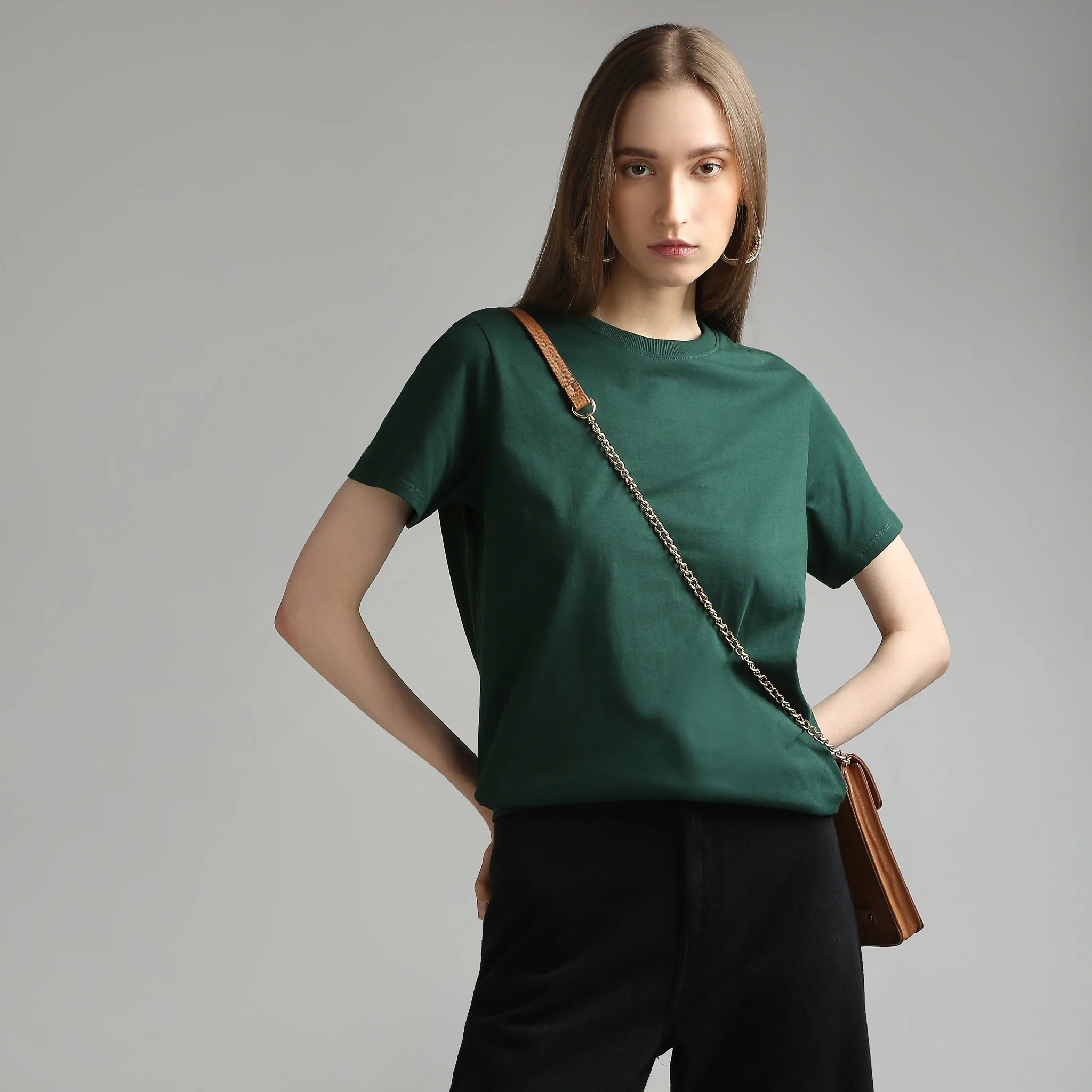 Solid Round Neck T-Shirt - Image 31