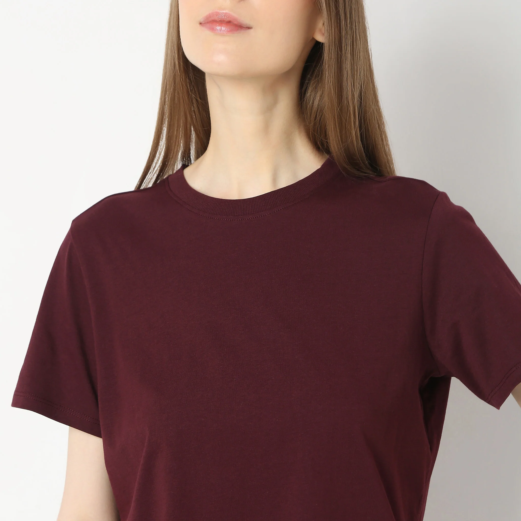Solid Round Neck T-Shirt - Image 39